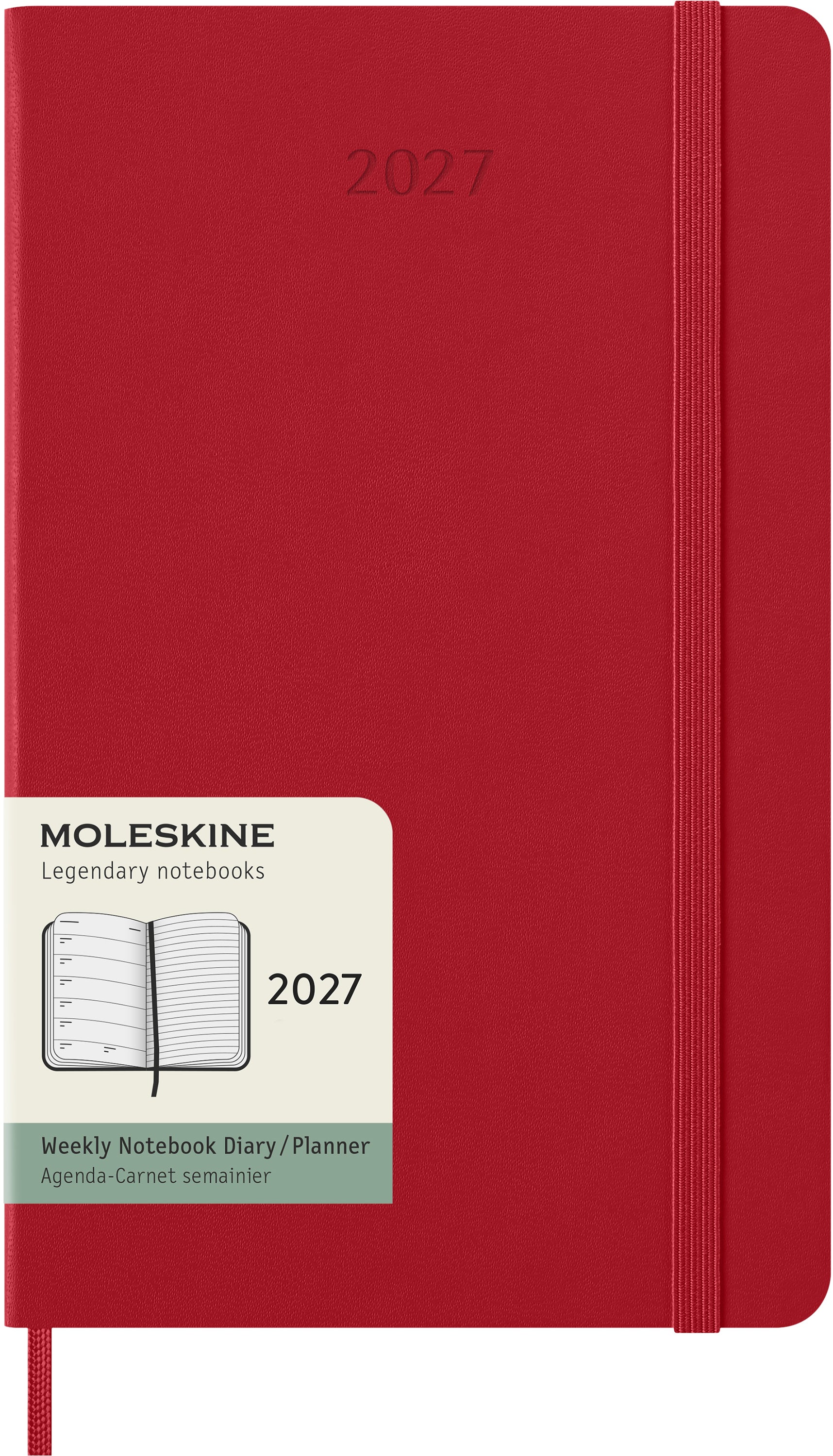 Moleskine Classic – Wochenagenda 2027, 1 Woche/1 Seite, 13,5 × 21,5 cm, Hardcover, Scharlachrot