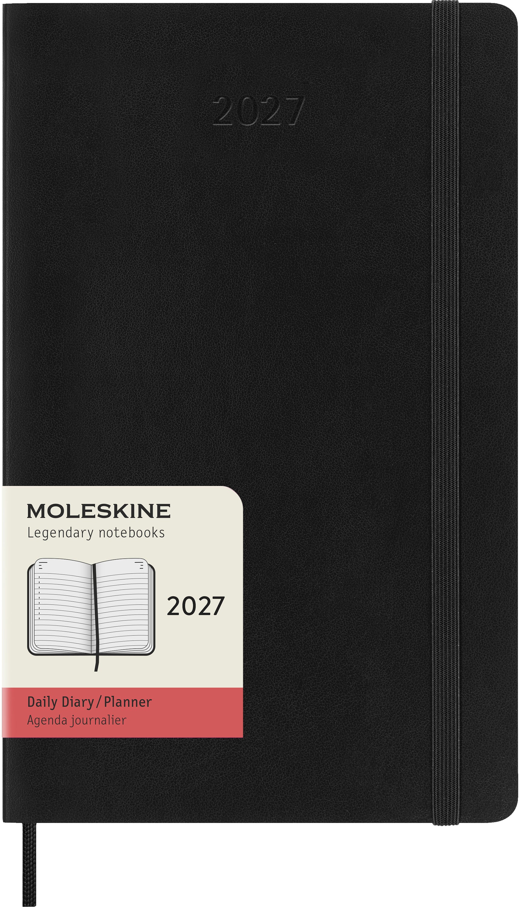 Moleskine Classic Large – Tagesagenda 2027, 1 Tag/1 Seite, 13 × 21 cm, Softcover, schwarz