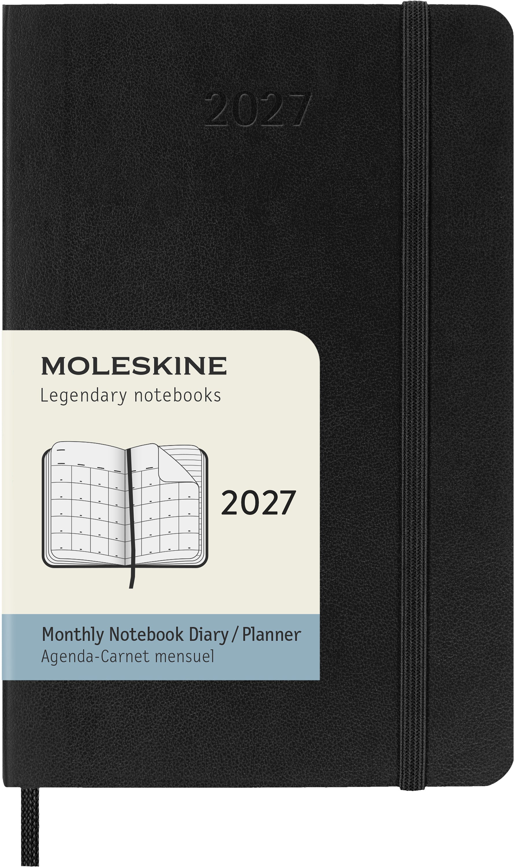 Moleskine Classic Pocket – Monatsplaner 2027, 1 Monat/2 Seiten, 9 × 14,4 cm, Softcover, schwarz
