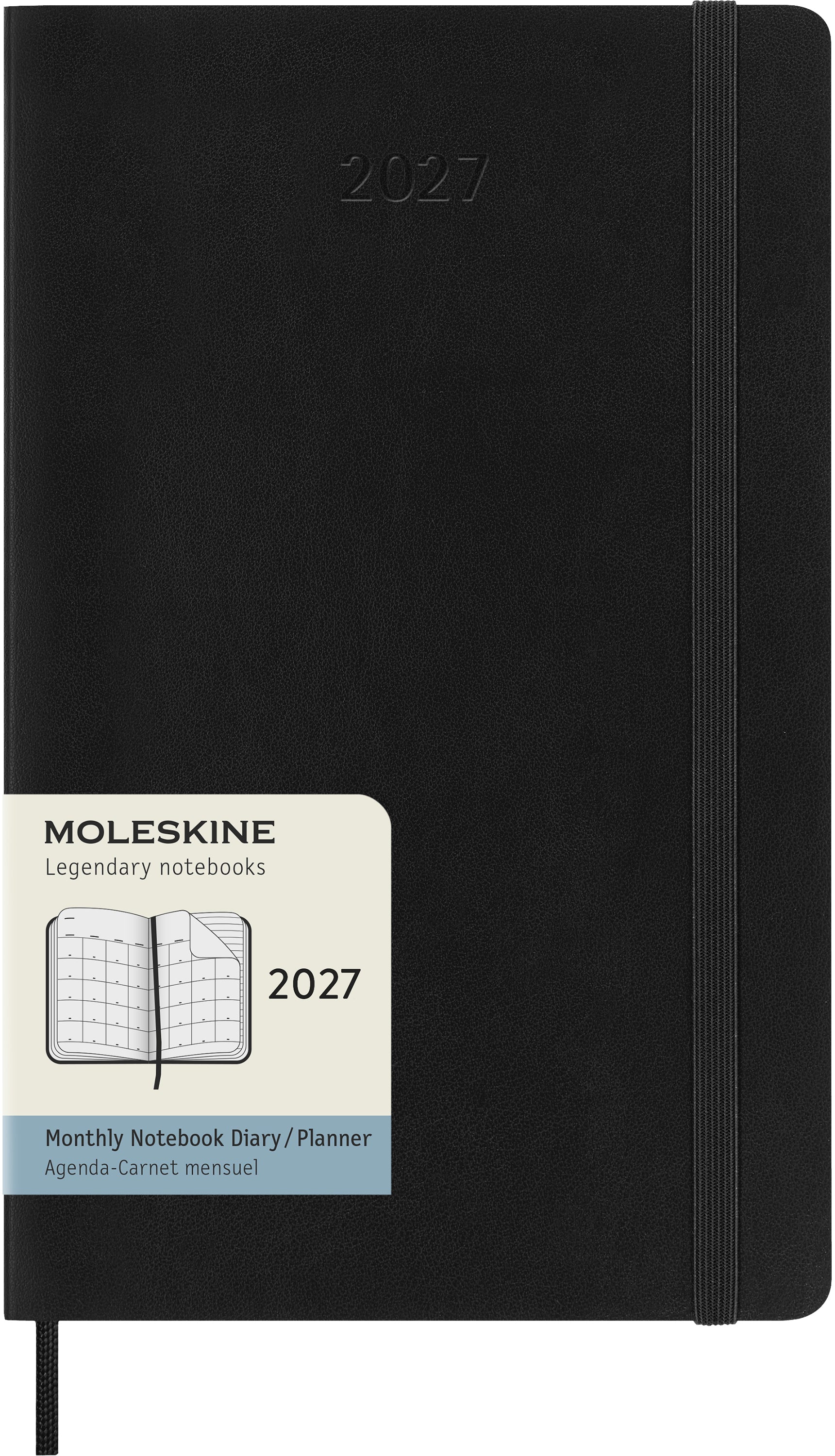 Moleskine Classic – Monatsplaner 2027, 1 Monat/2 Seiten, 12,9 × 21,2 cm, Softcover, schwarz