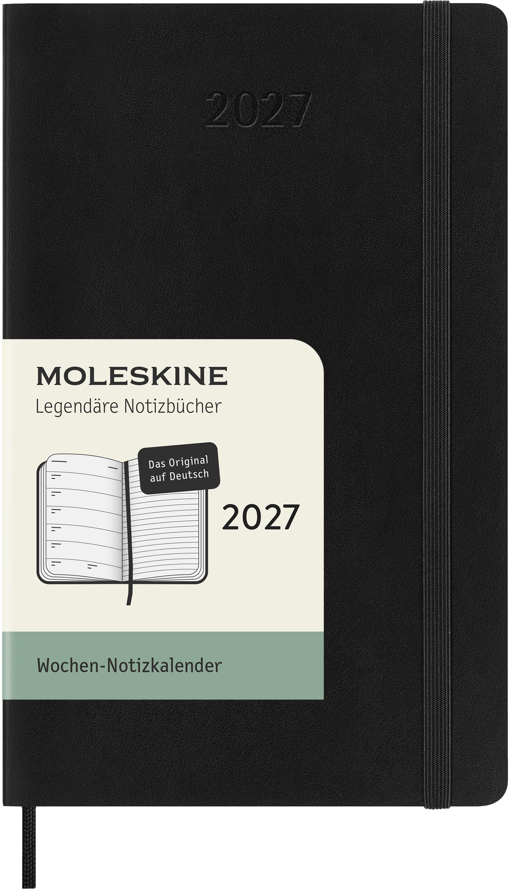 Moleskine Classic – Wochenagenda 2027, 1 Woche/1 Seite, 9,5 × 14,1 cm, Softcover, Schwarz