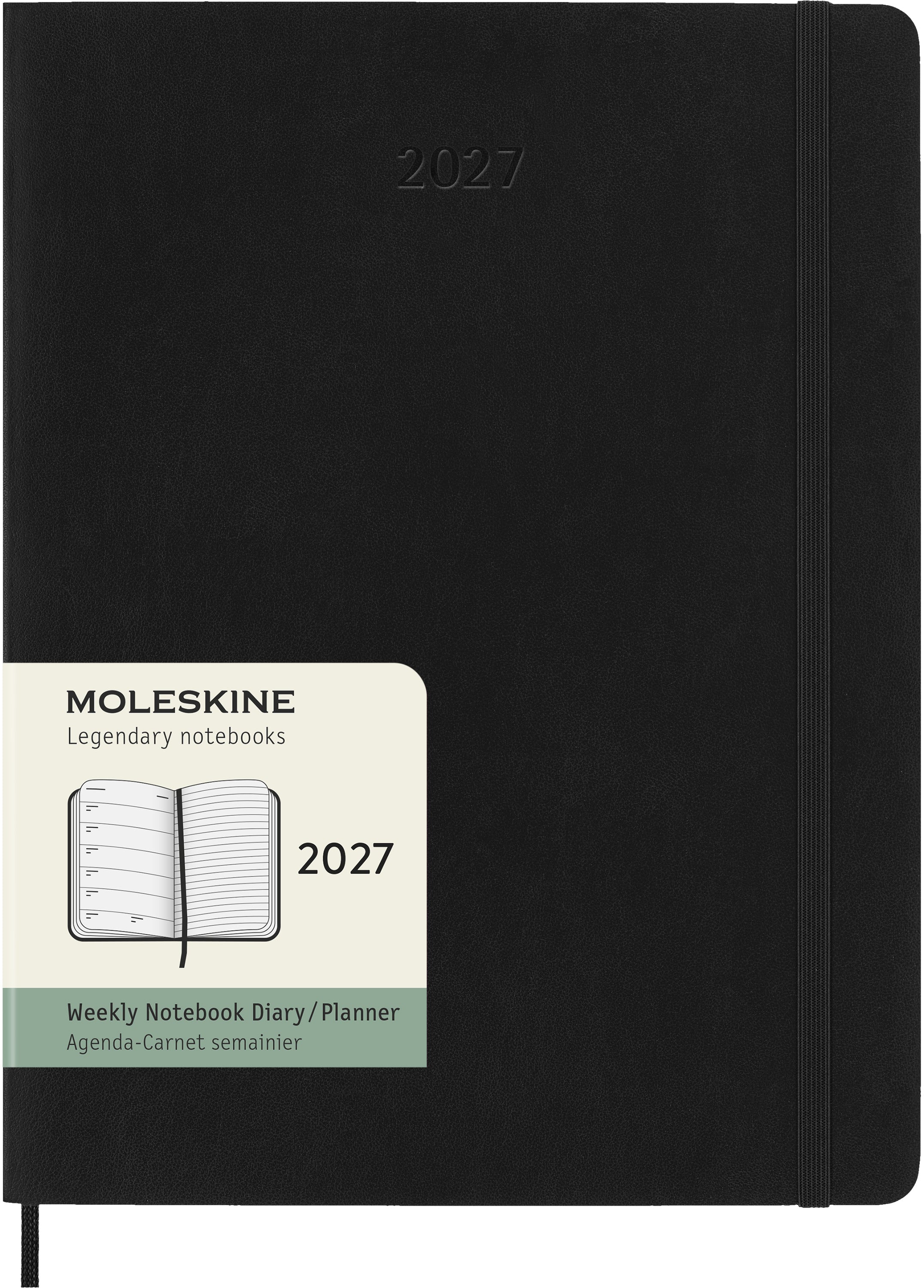 Moleskine Classic – Wochenagenda 2027, 1 Woche/1 Seite, 19,3 × 25,1 cm, Softcover, Schwarz
