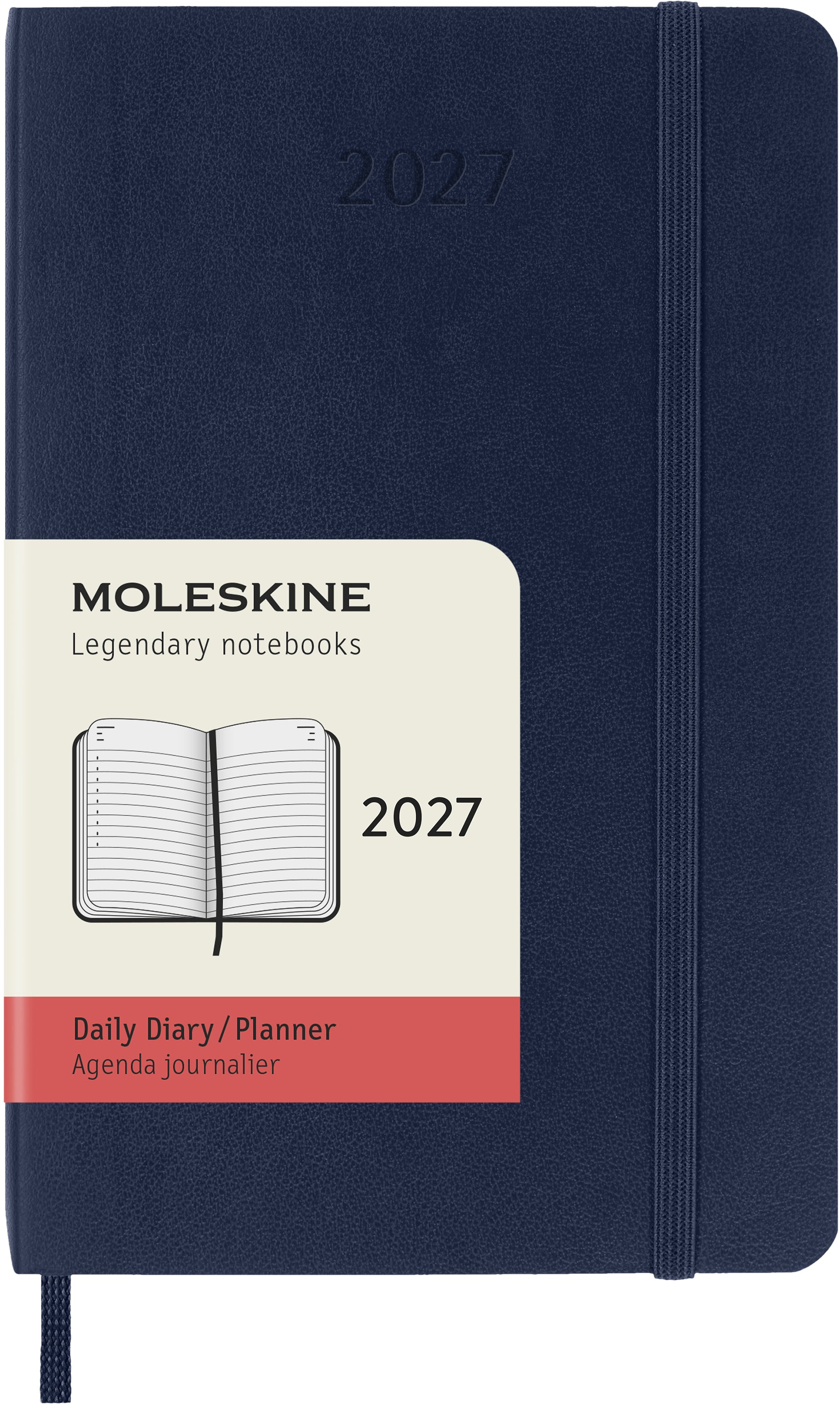 Moleskine Classic – Tagesagenda 2027, 1 Tag/1 Seite, 9,4 × 14,4 cm, Softcover, Saphir