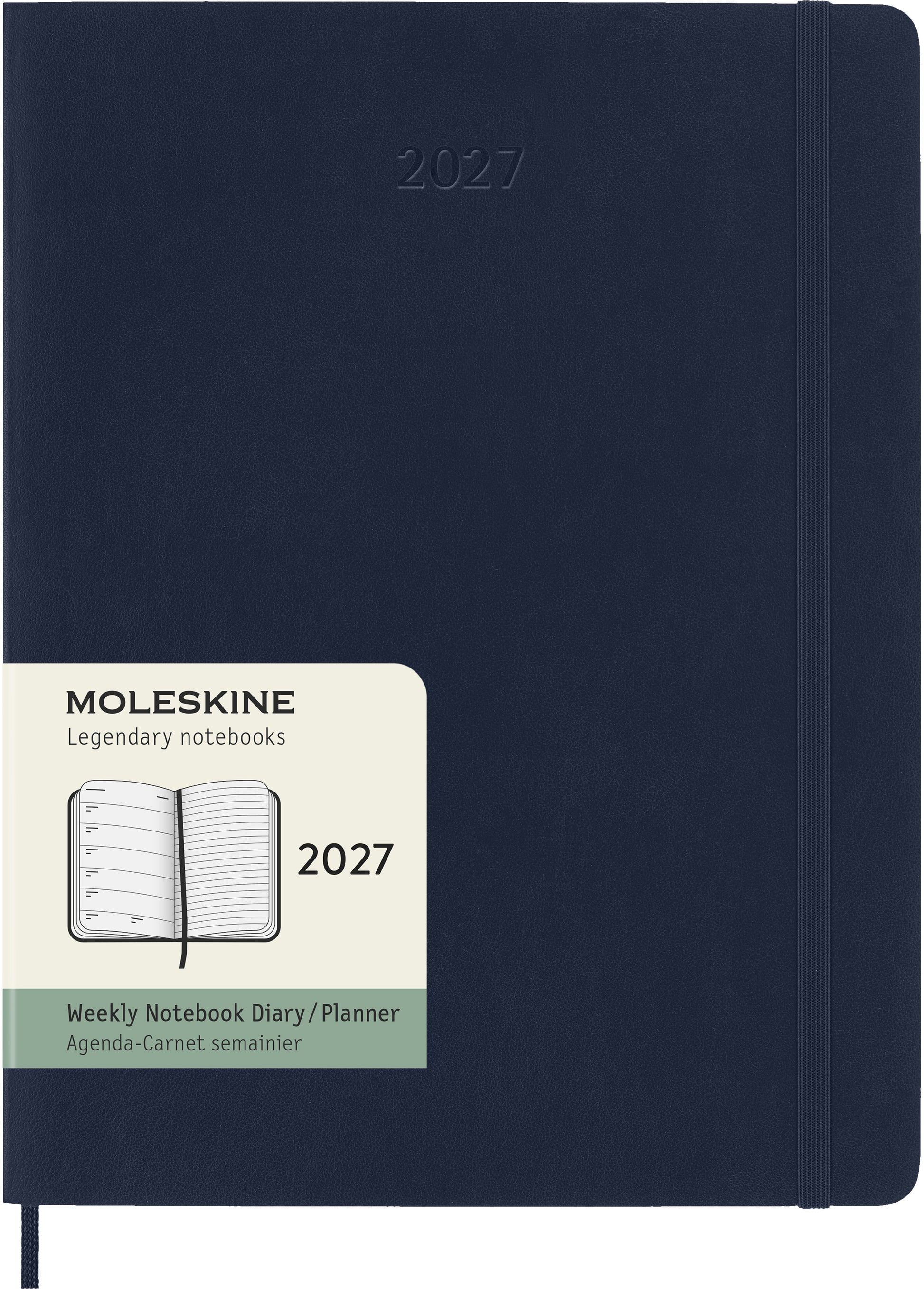Moleskine Classic X-Large – Wochenagenda 2027, 1 Woche/1 Seite, 19,3 × 25,1 cm, Softcover, Saphir