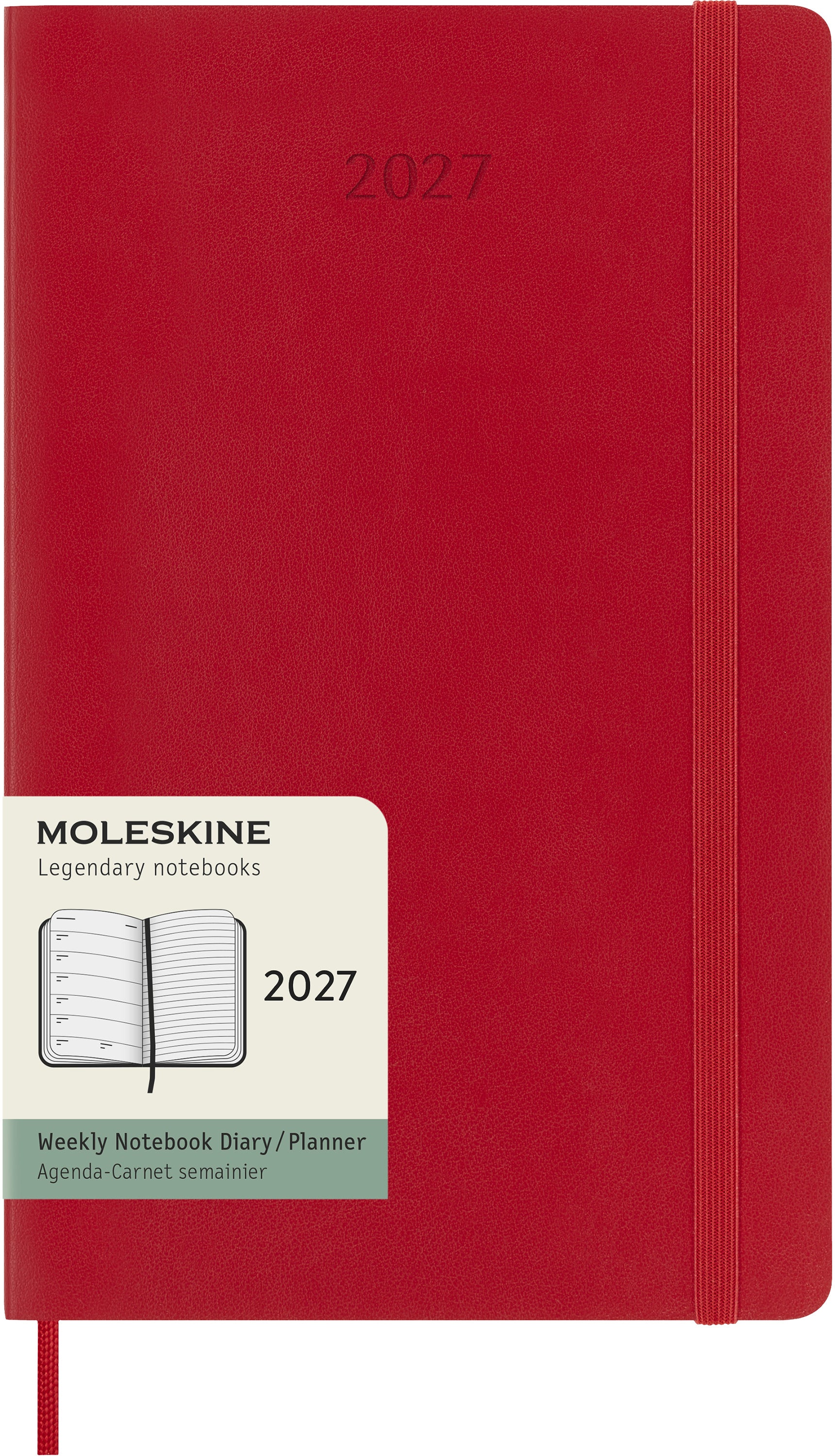 Moleskine Classic – Wochenagenda 2027, 1 Woche/1 Seite, 13,5 × 21,2 cm, Softcover, Scharlachrot