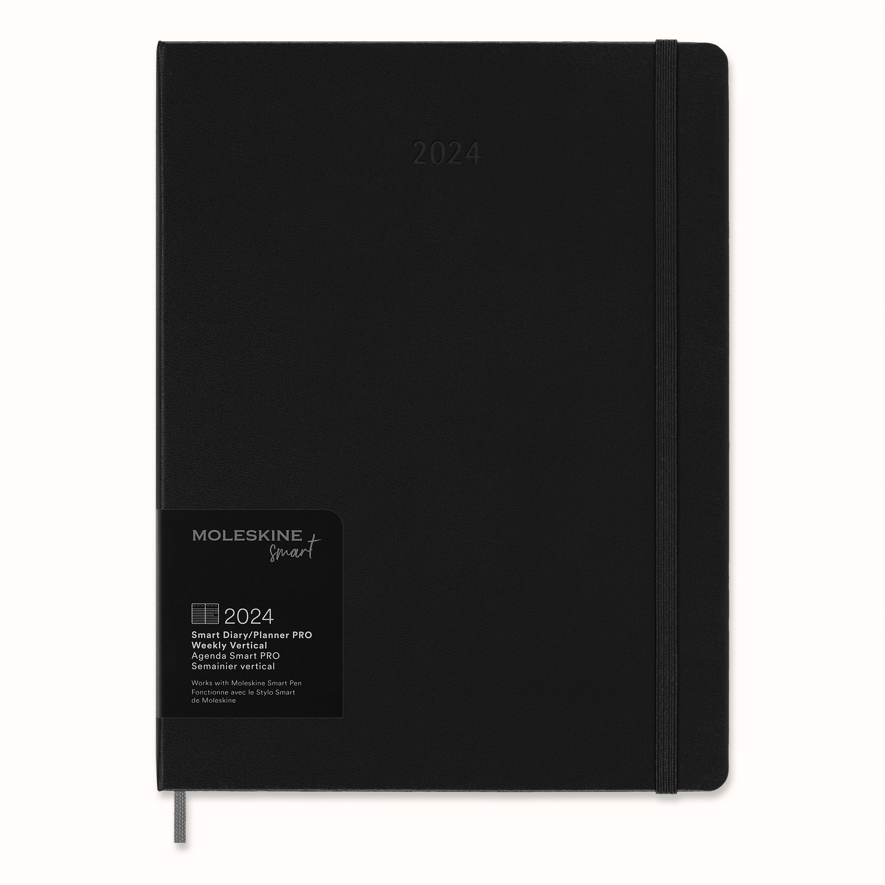 Moleskine Smart Weekly Pro – Wochenagenda 2027, 1 Woche/2 Seiten, 19,1 × 25,6 cm, Hardcover, Schwarz