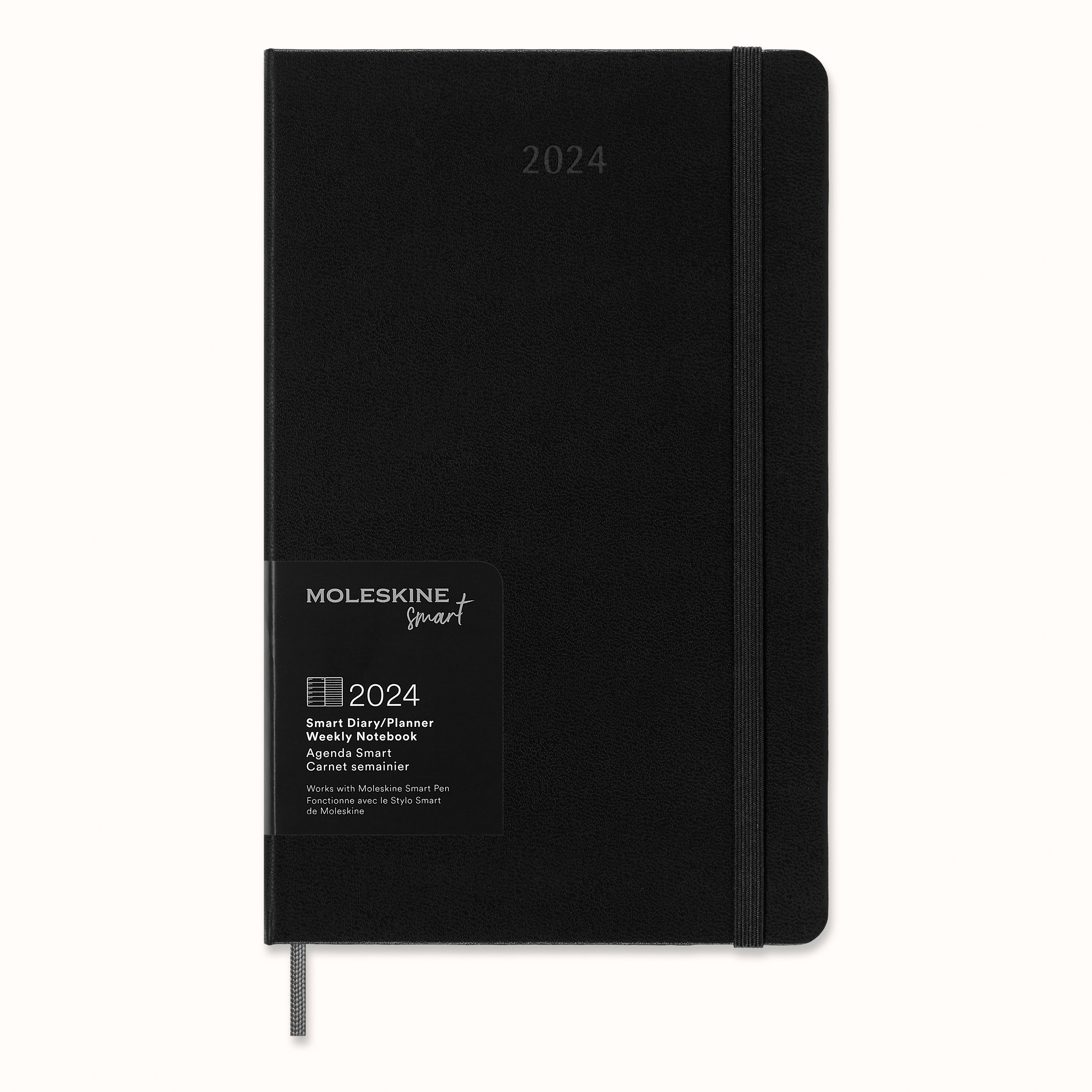 Moleskine Smart Diary Large – Wochenagenda 2027, 1 Woche/1 Seite, 13,6 × 21,2 cm, Hardcover, schwarz