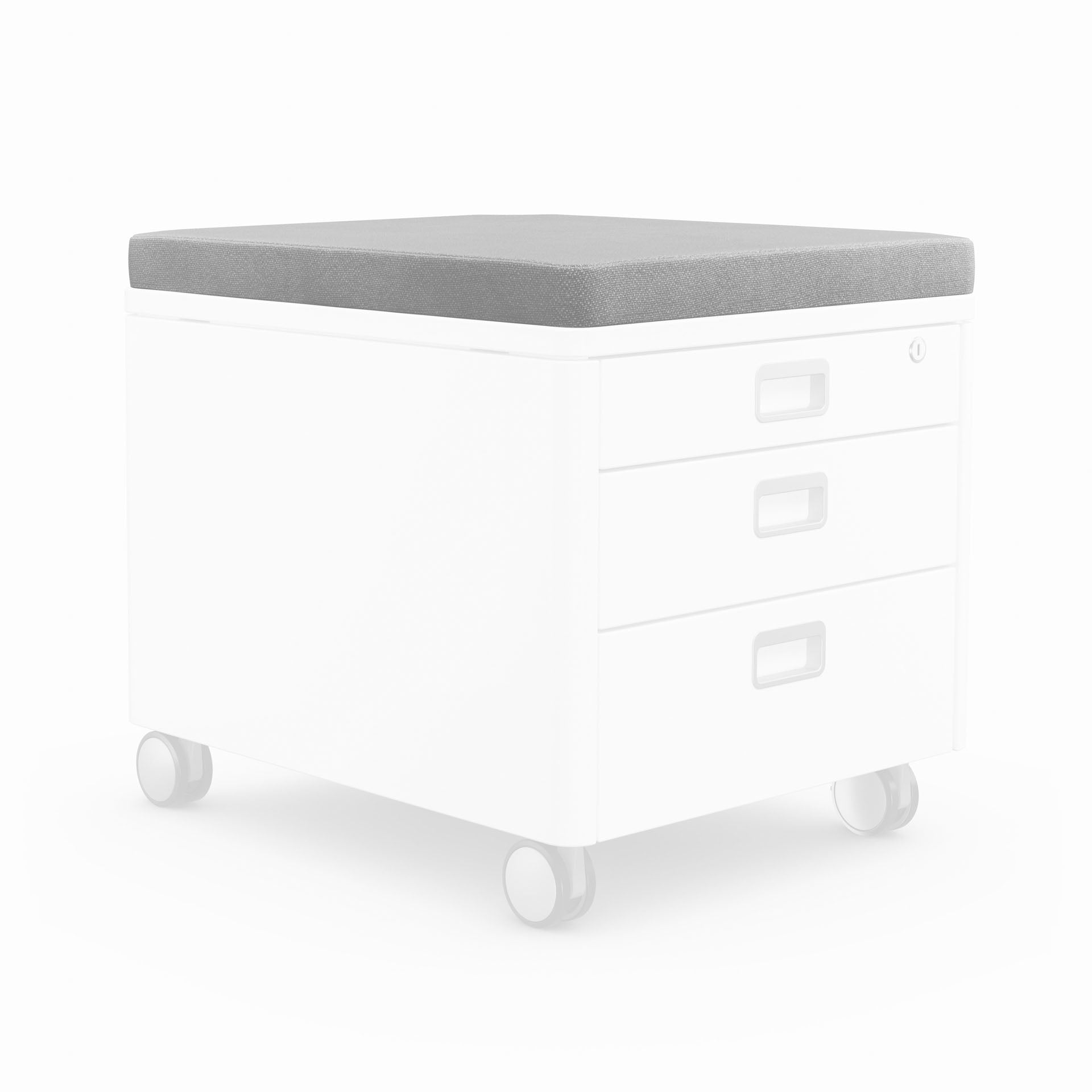 Moll Sitzkissen – 4,6 × 5,6 × 0,6 cm, Schaumstoff, abnehmbarer Bezug, Grau, für Rollcontainer Pro