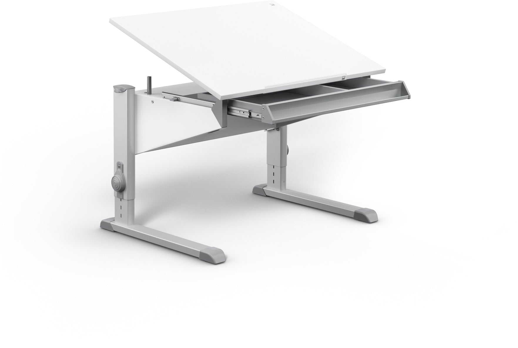 Moll Sprinter 1002519-7 – Sitz-/Steh-Tisch, höhenverstellbar, 113 × 68 cm, Höhe 53–82 cm, Weiss/Grau