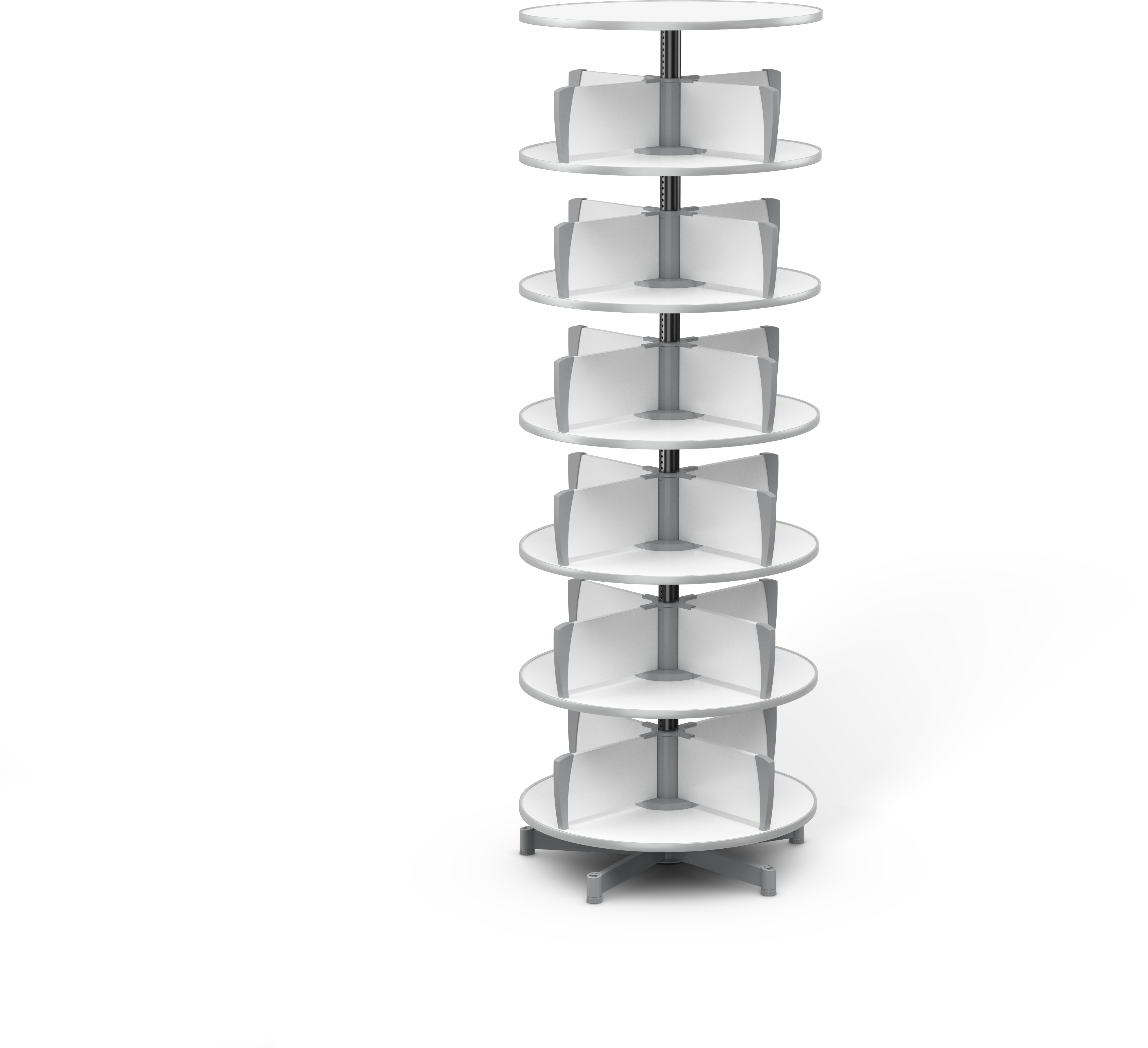 Moll MULTIFILE Drehregal 486256 – 6 Etagen – 80 × 80 × 231 cm – 75 kg/Etage – weiss