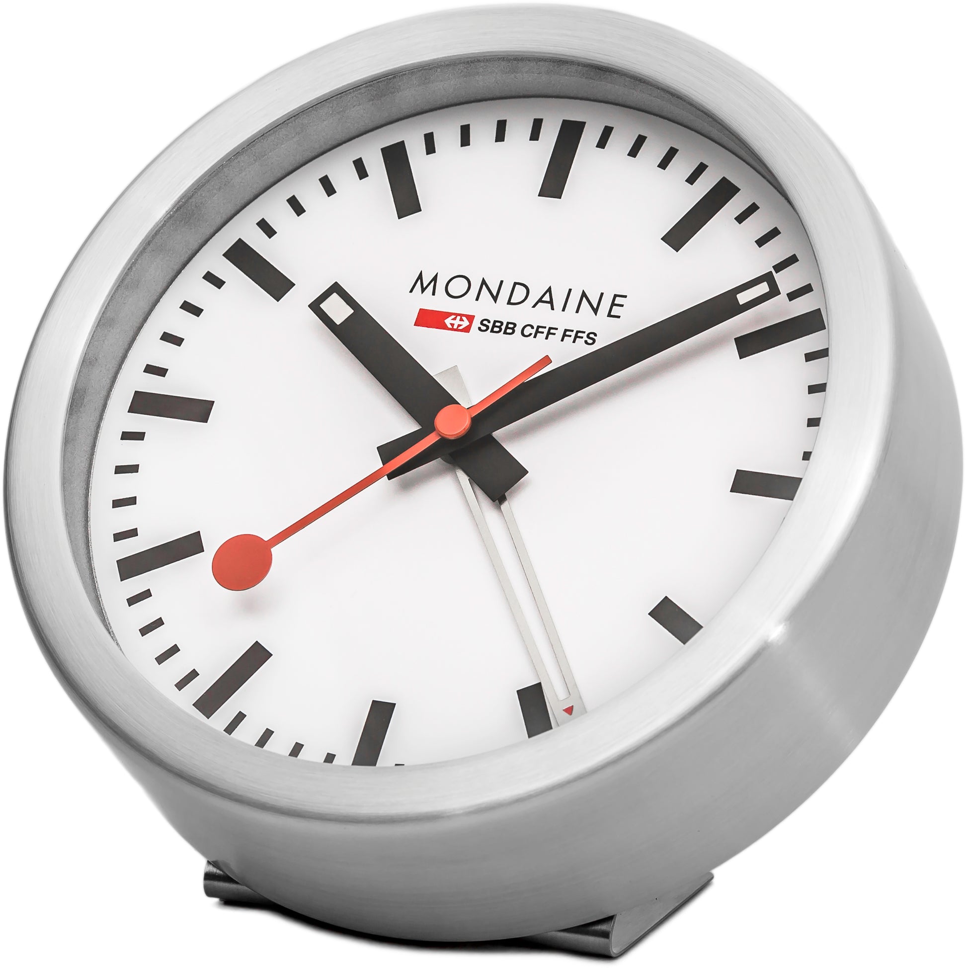 Mondaine Mini Wanduhr – Analog, Weckfunktion, Ø 12,5 cm, Blau/Gold, Aluminium