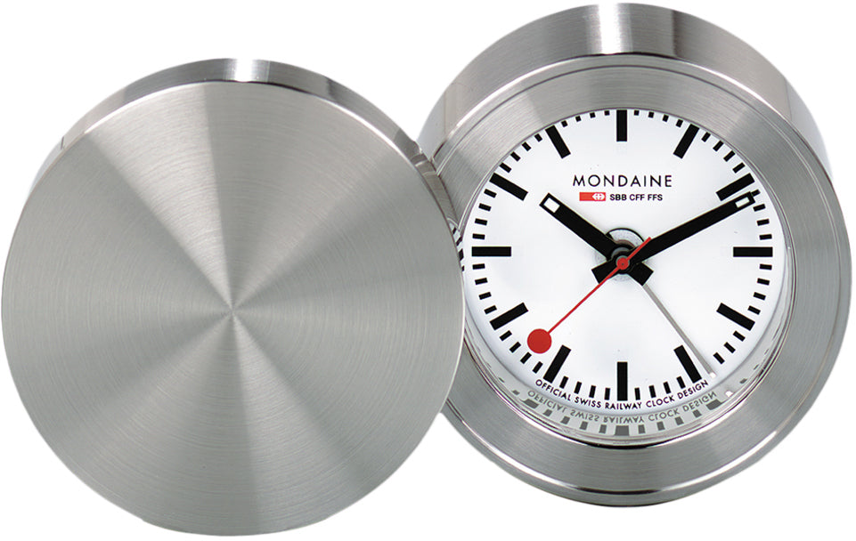 Mondaine MSM.64410 Quarz-Wecker – Analog, Ø 5,0 cm, Silber, Metall