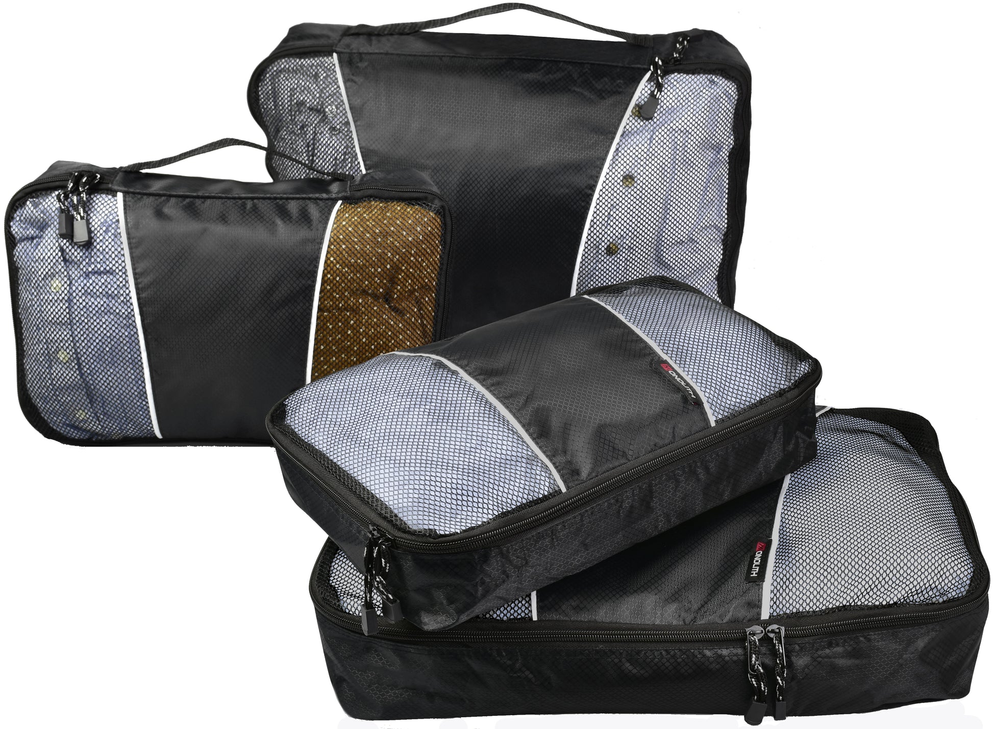 Monolith Kleidertaschen-Set – Netzoberseite, Reissverschluss, faltbar – 245×60×335 mm