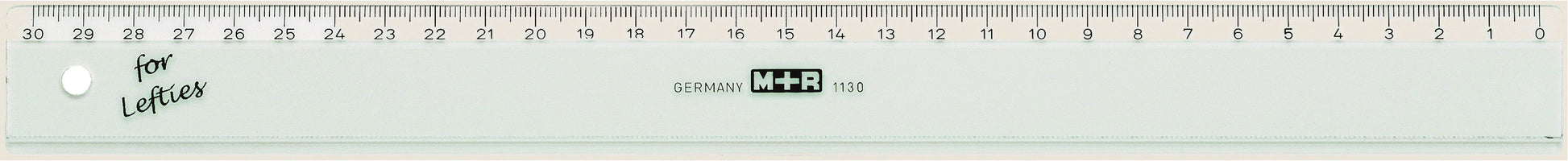 M+R Lineal – Kunststoff – 18 cm – Tuschekante, Facette – Transparent – Für Linkshänder