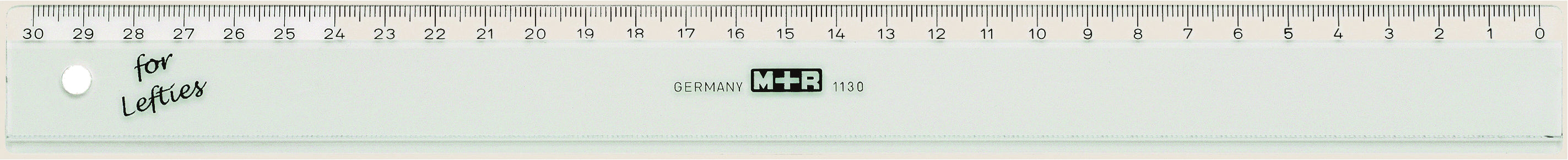 M+R Lineal – Kunststoff – 18 cm – Tuschekante, Facette – Transparent – Für Linkshänder