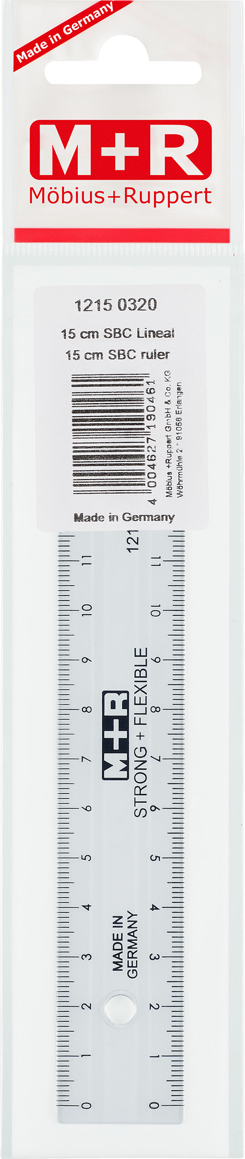M+R Lineal – Kunststoff – 17,9 cm – Tuschekante, Facette – Transparent