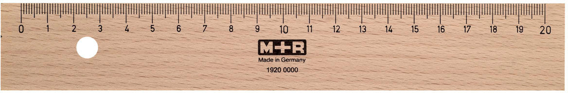 M+R Lineal – Buche – 21,6 cm – Metalleinlage, Aufhängeloch