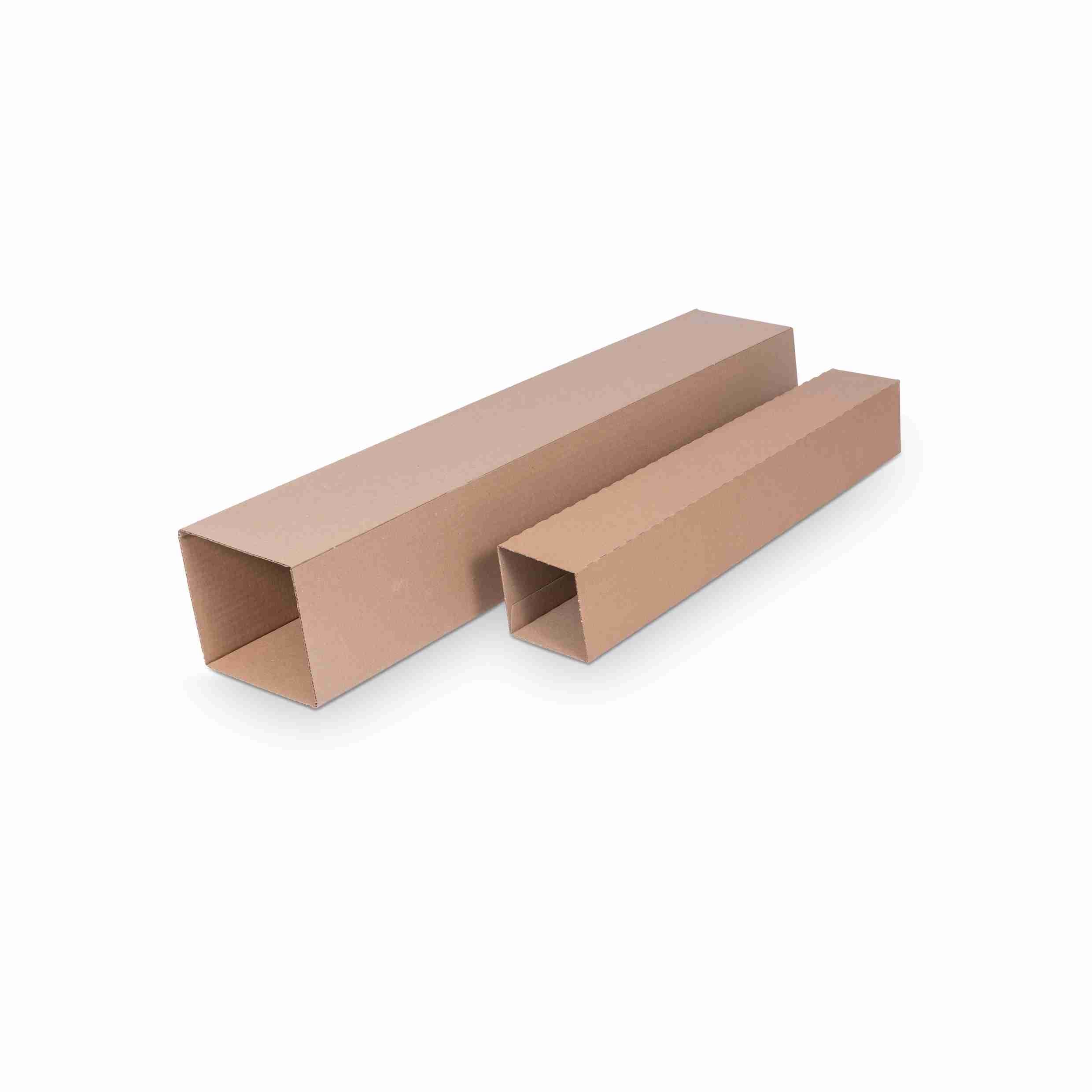 Model Teleskopverpackungs-Boden – 120 × 120 × 1'400 mm, braun, Wellkarton, höhenverstellbar, stapelbar