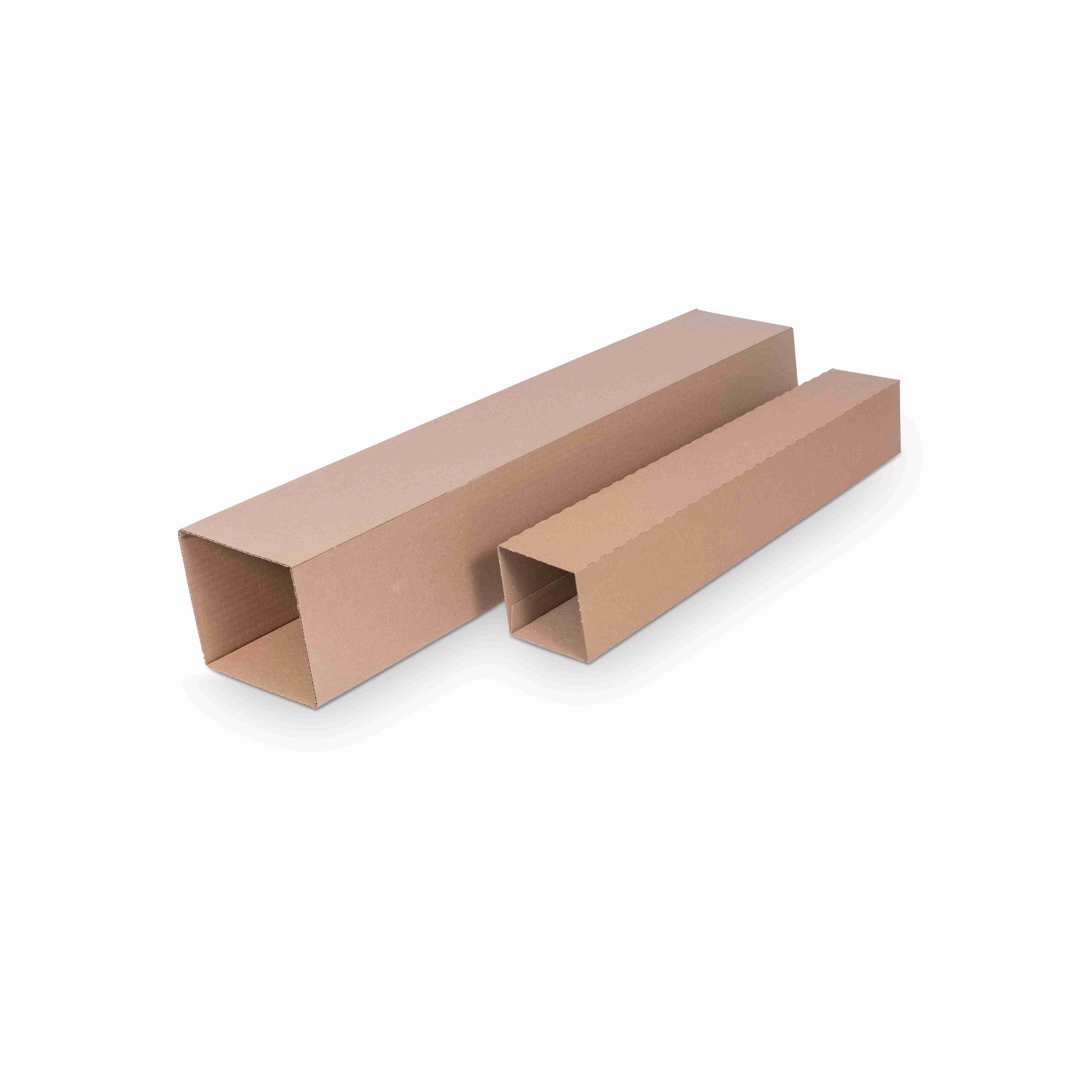 Model Teleskopverpackung (Boden) – 120 × 120 × 800–1400 mm, bis 20 kg, Wellkarton, 4 mm, Braun – 1 Stk.