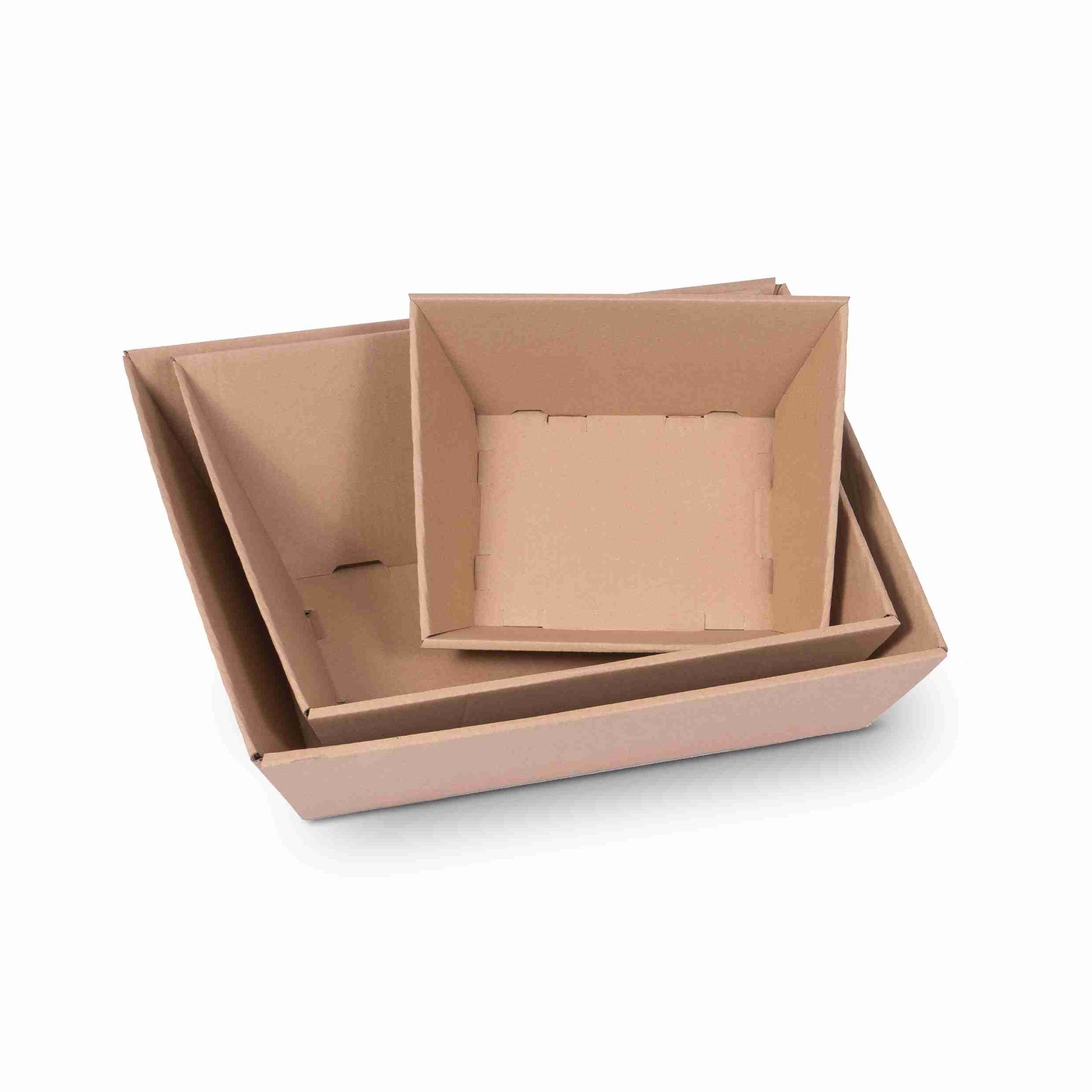 Model Geschenkkorb Wellpappe, braun – Innenmass 350 × 150 × 250 mm – 1 Stk., ab 300 Stk.