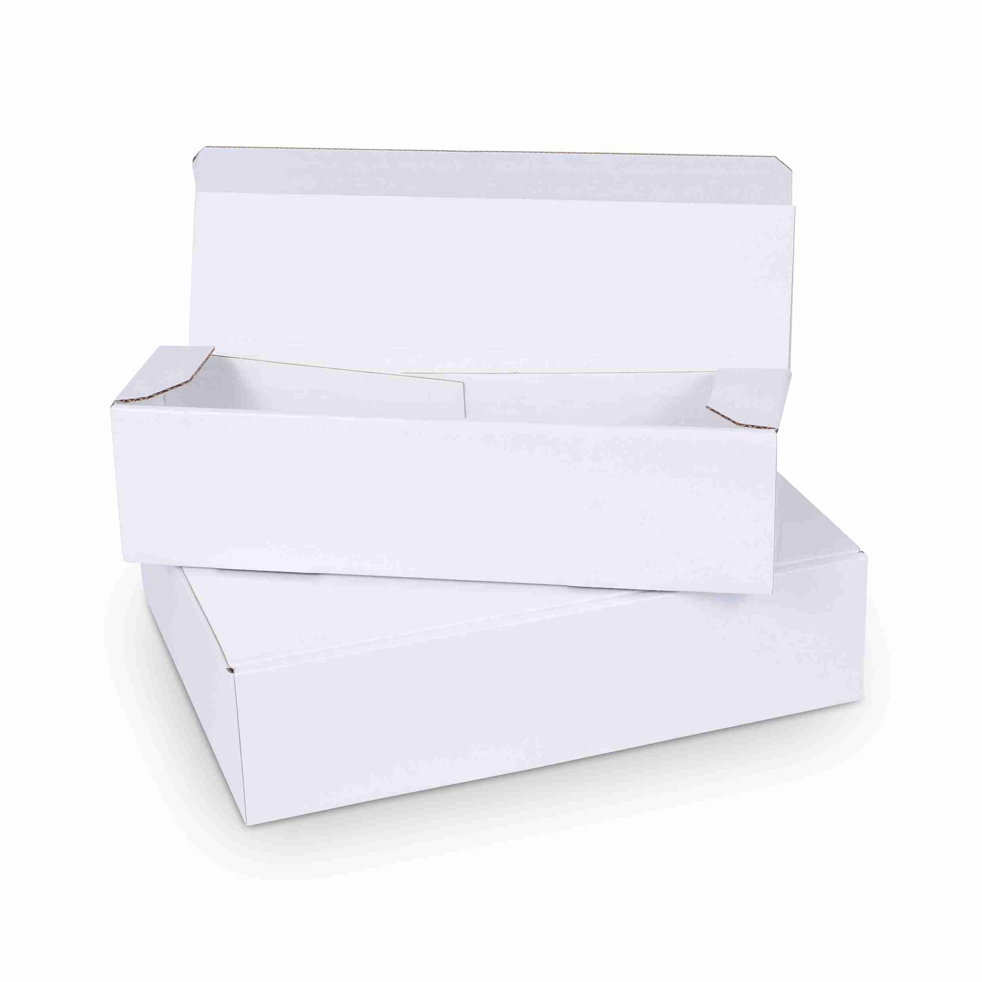 Model Geschenkbox Karton, glänzend weiss – 360 × 88 × 88 mm – für Flasche oder Buch – 1 Stk., ab 20 Stk.