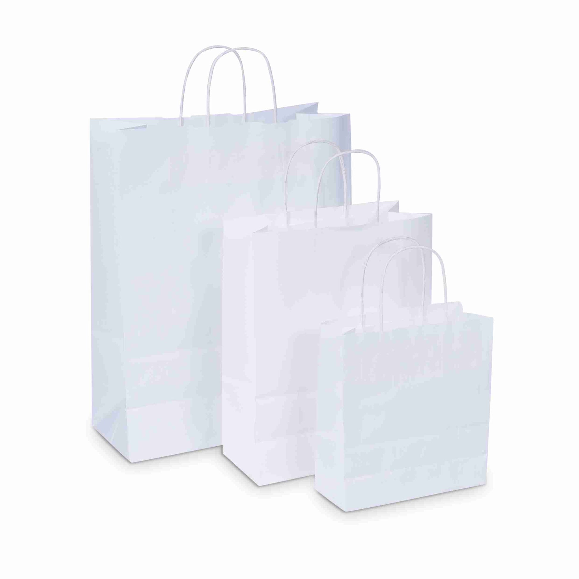 Geschenktasche, Kraftpapier, weiss – 240 × 310 × 110 mm – 1 Stk., ab 300 Stk.