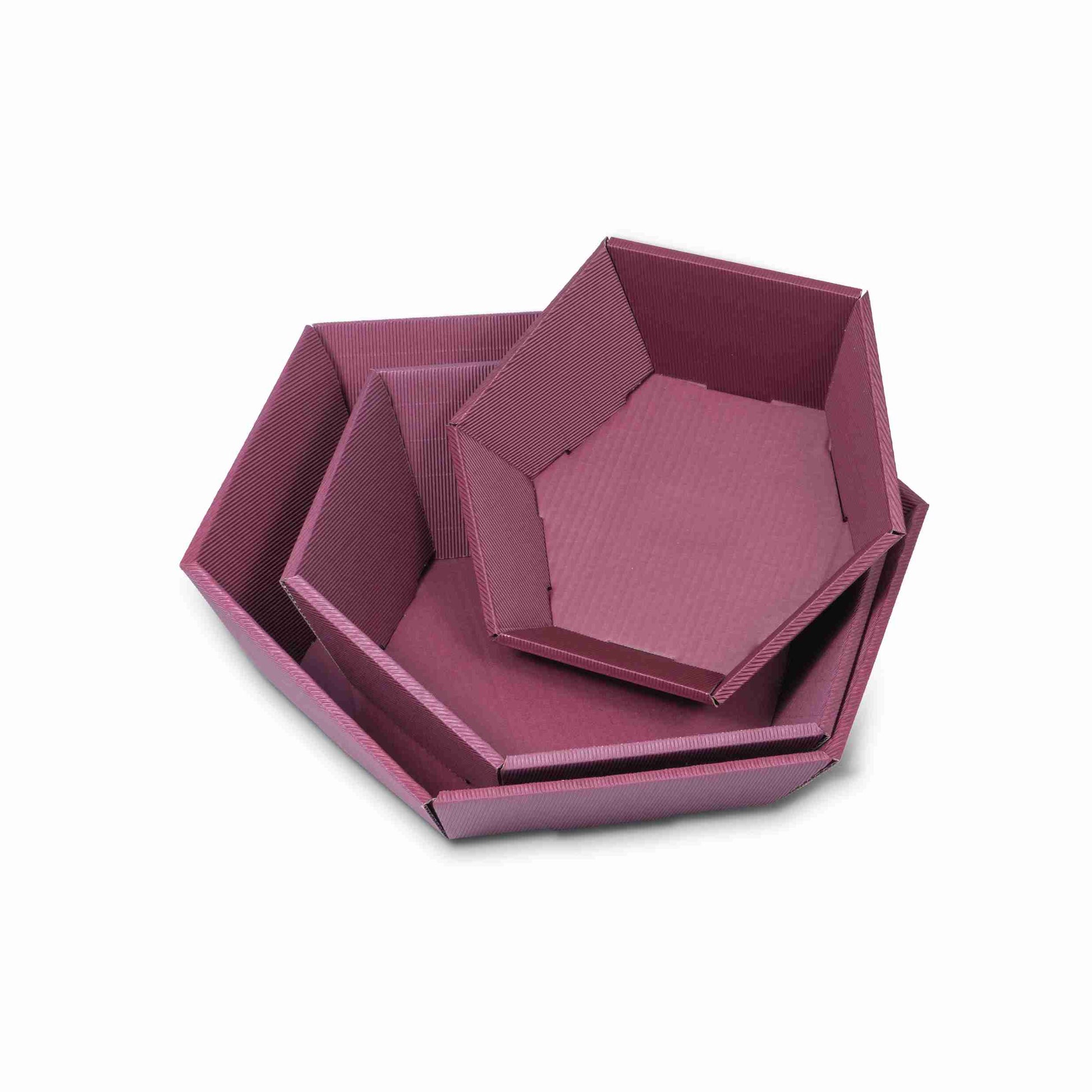 Model Geschenkkorb sechseckig weinrot – Innenmass 465 × 90 × 415 mm – 1 Stk., ab 200 Stk.