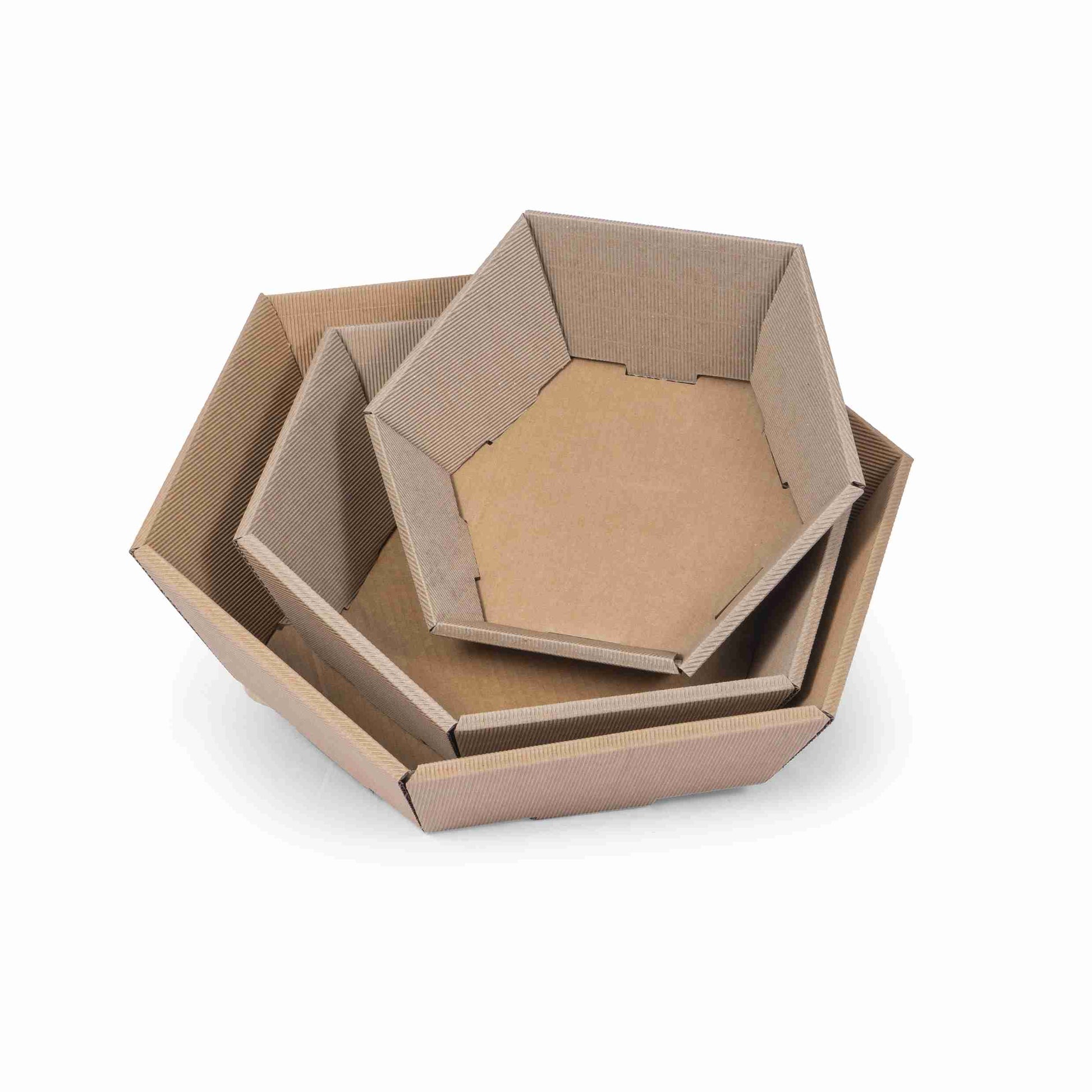 Geschenkkorb Wellpappe beige – Innenmass 380 × 75 × 340 mm – offene Welle – 1 Stk., ab 200 Stk.