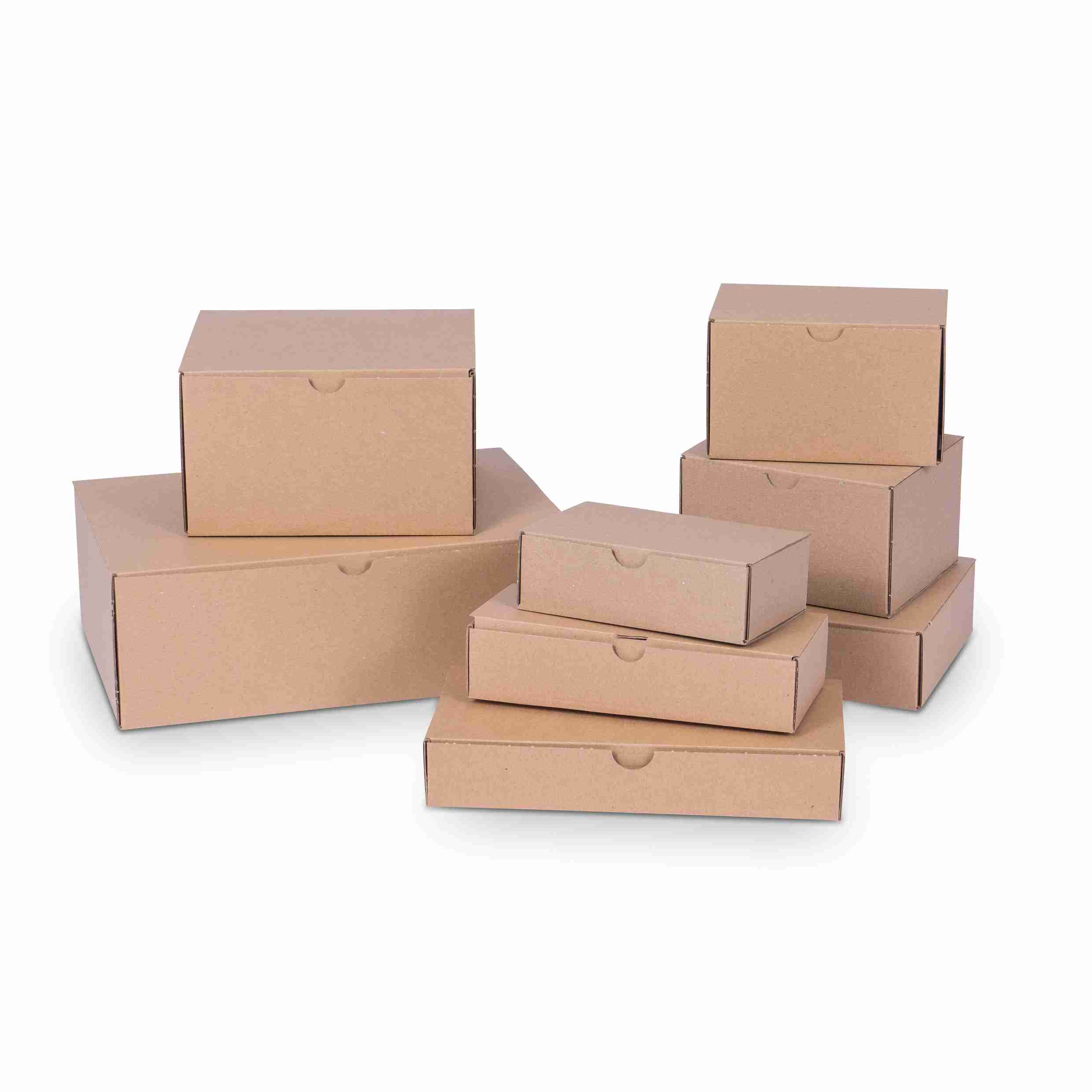 Model Schachtel – 151 × 108 × 80 mm, braun, Wellkarton, E-Welle, Deckel – 1 Palette (6'600 Stk.)
