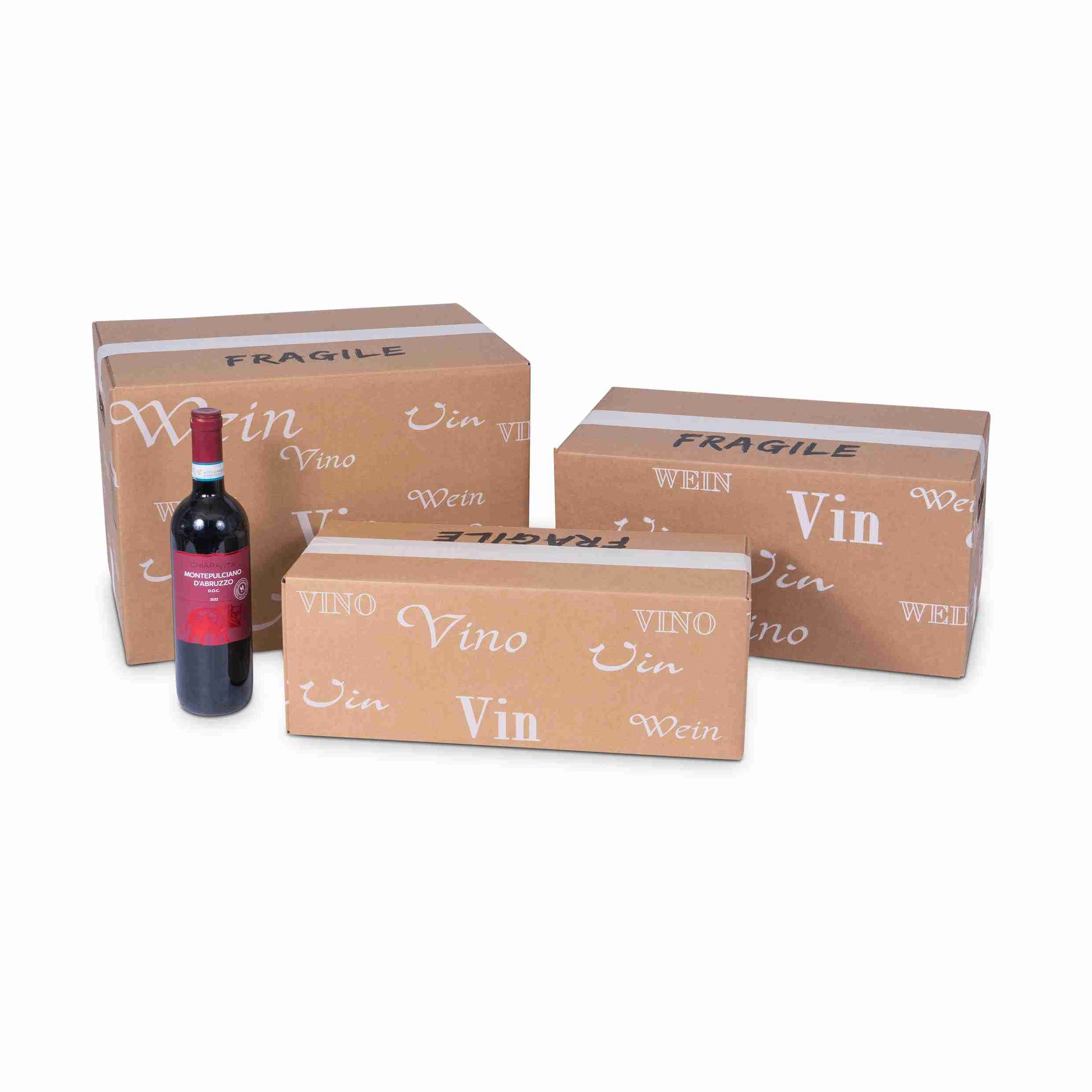 Model Trans-Scripto Sammelpackung – für 20 × 0,75 l, max. 275 mm & Ø75 mm, 413 × 299 × 275 mm, braun – 1 Stk., ab 200 Stk.