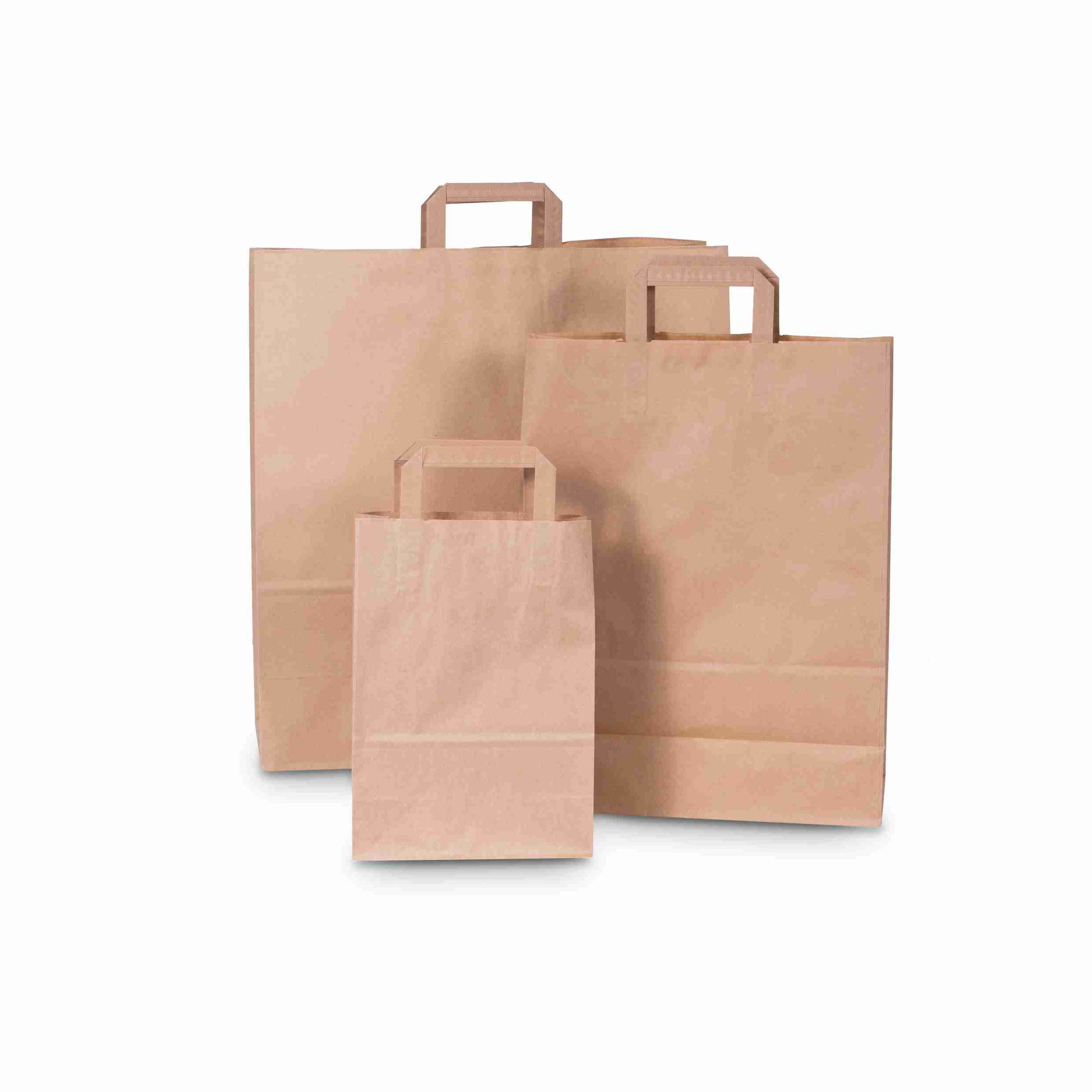 Model Papiertragetasche mit Flachhenkel – 450 × 170 × 480 mm, braun, Papier – 1 Stk., ab 20 Stk.