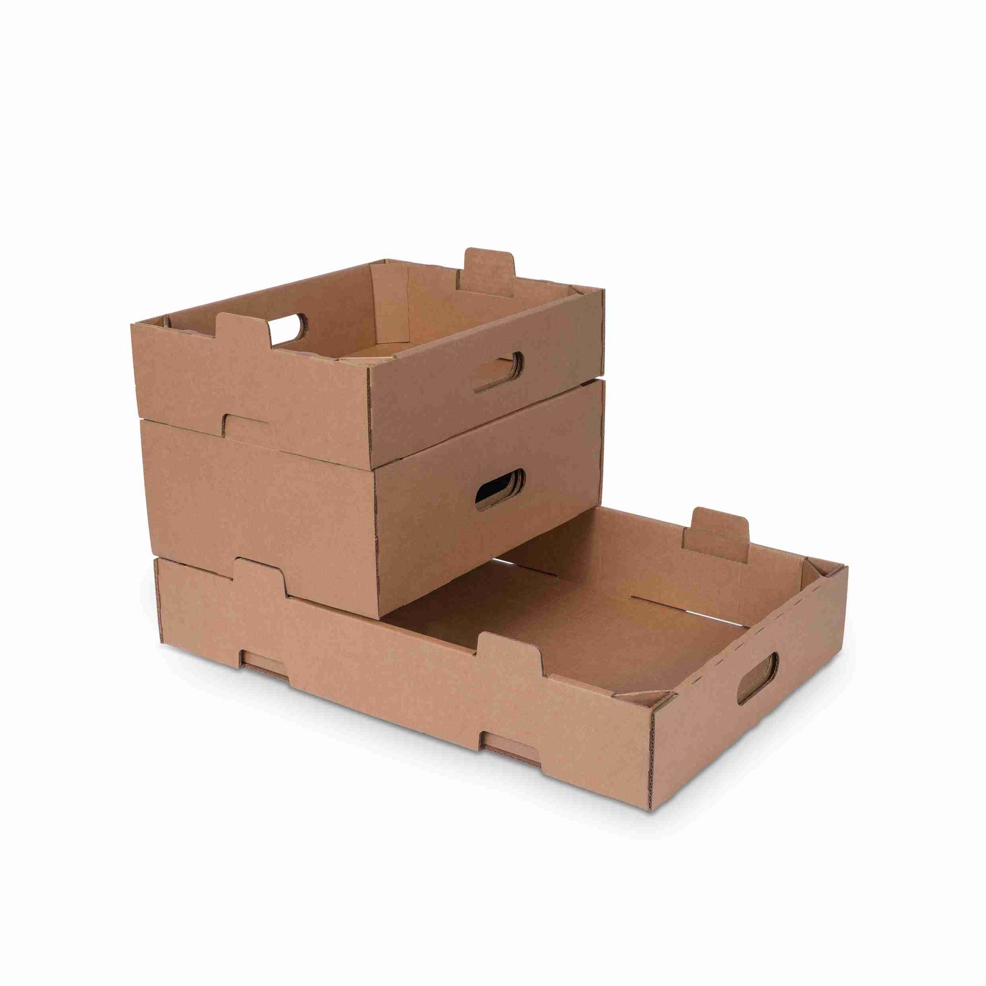 Model Versandverpackung – 374 × 274 × 95 mm, braun, Wellkarton, nassfest, mit Grifflöchern – 1 Stk., ab 200 Stk.