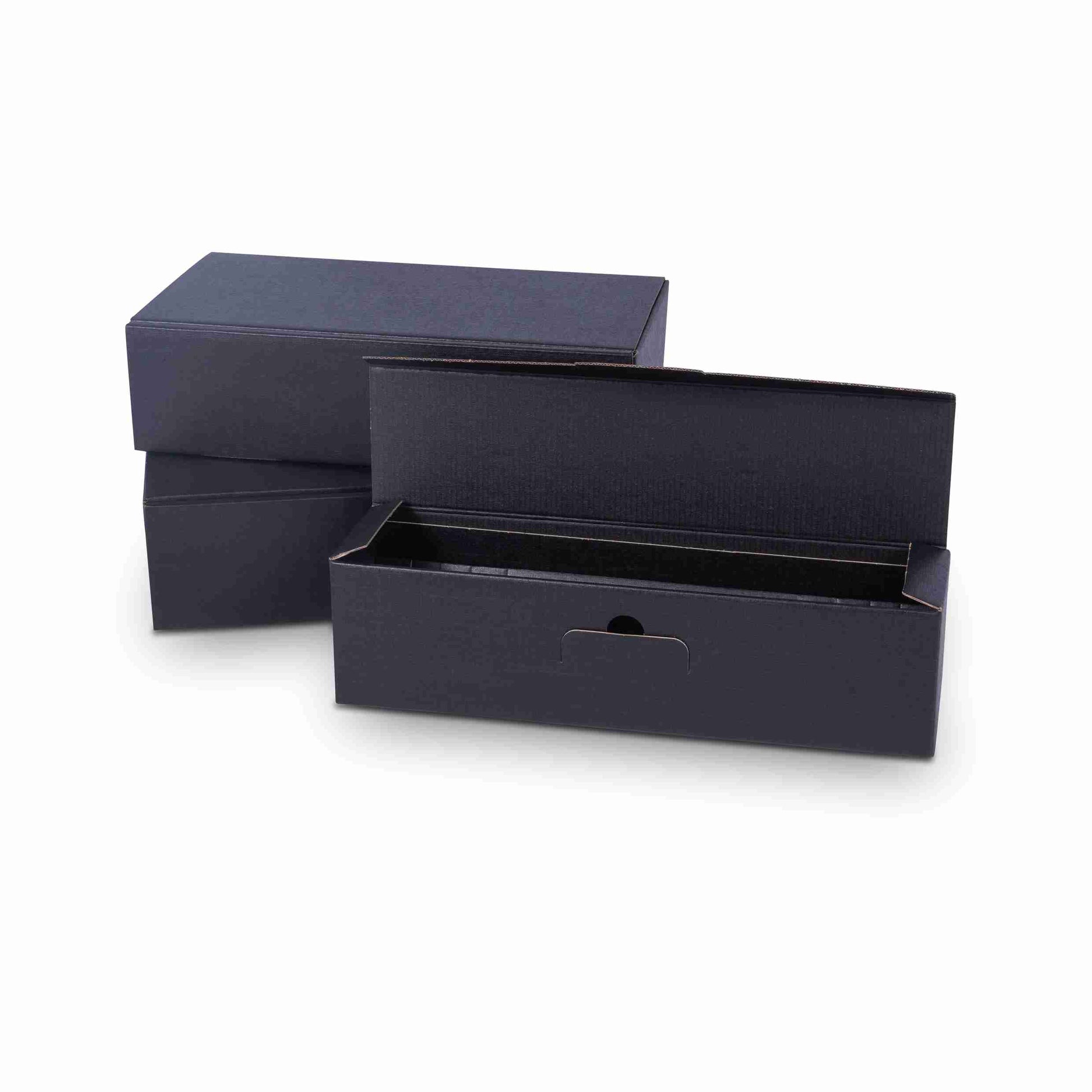 Weinpräsentkarton schwarz – Innenmass 360 × 90 × 180 mm – für 2 Flaschen – 1 Palette (550 Stk.)