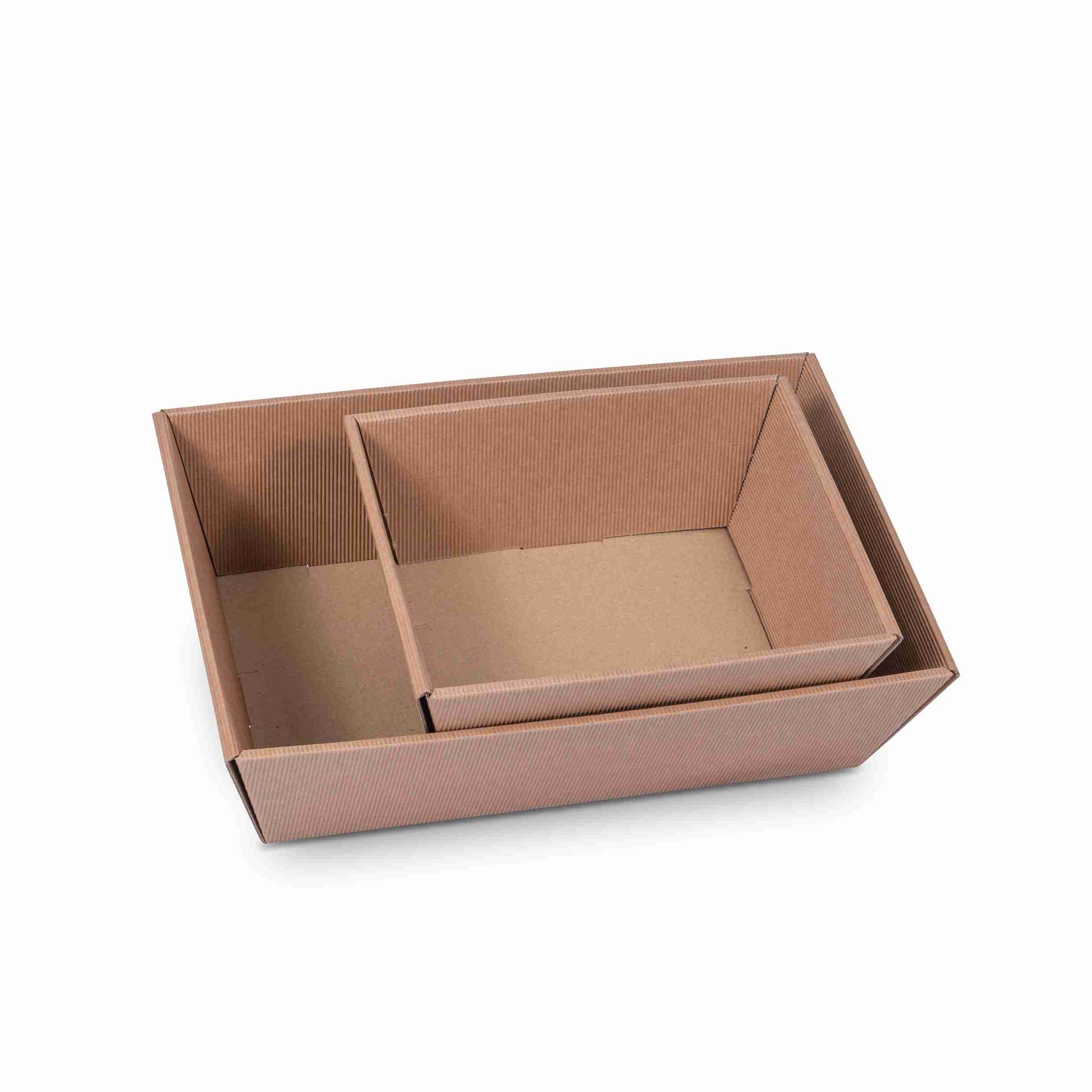 Geschenkkorb Wellpappe natur – Innenmass 330 × 100 × 190 mm – offene Welle – 1 Stk., ab 50 Stk.