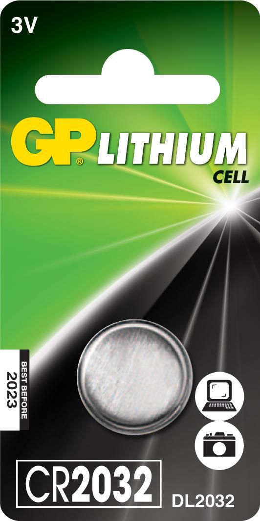 GP Batteries GP Knopfzelle CR2032, Lithium, 3 V – 1 Stk.