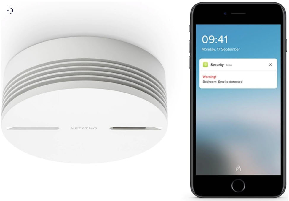 Netatmo NA-NSA-EC – WLAN-Rauchmelder, vernetzbar, 10-Jahres-Batterie, 85 dB – Weiss, für Apple HomeKit