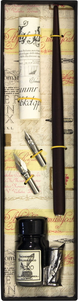 Neutral Kalligraphie-Set – 2 Federspitzen, 10 ml Tinte, Holz-Federhalter – 11382233