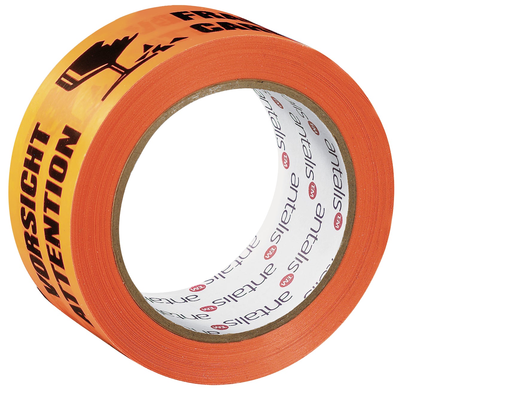 Neutral Verpackungsklebeband, Signalorange, Aufdruck "Fragile" – 50 mm × 66 m