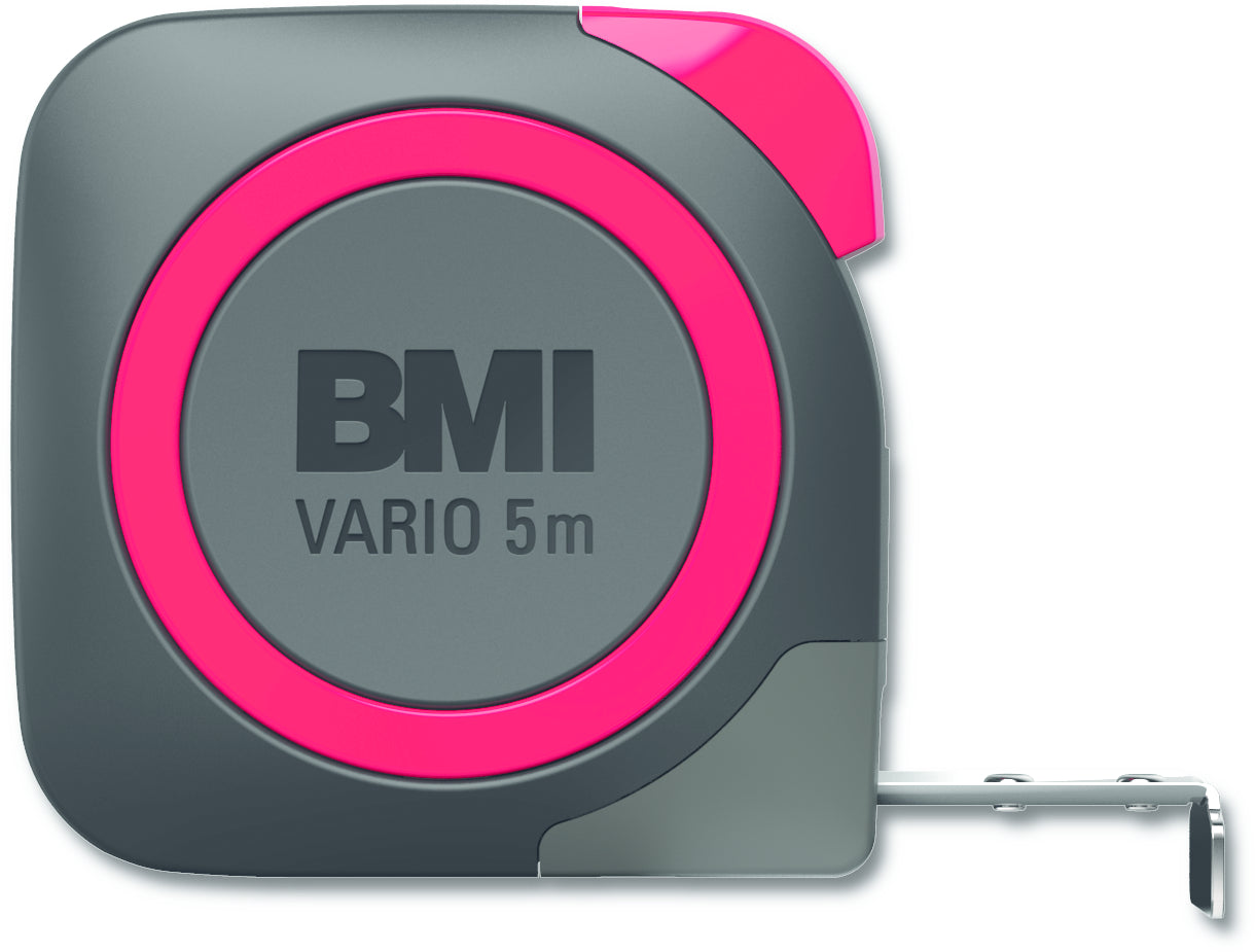 Neutral BMI Rollmeter Vario 411/5 – 5 m, weisslackiertes Stahlband, automatischer Rücklauf