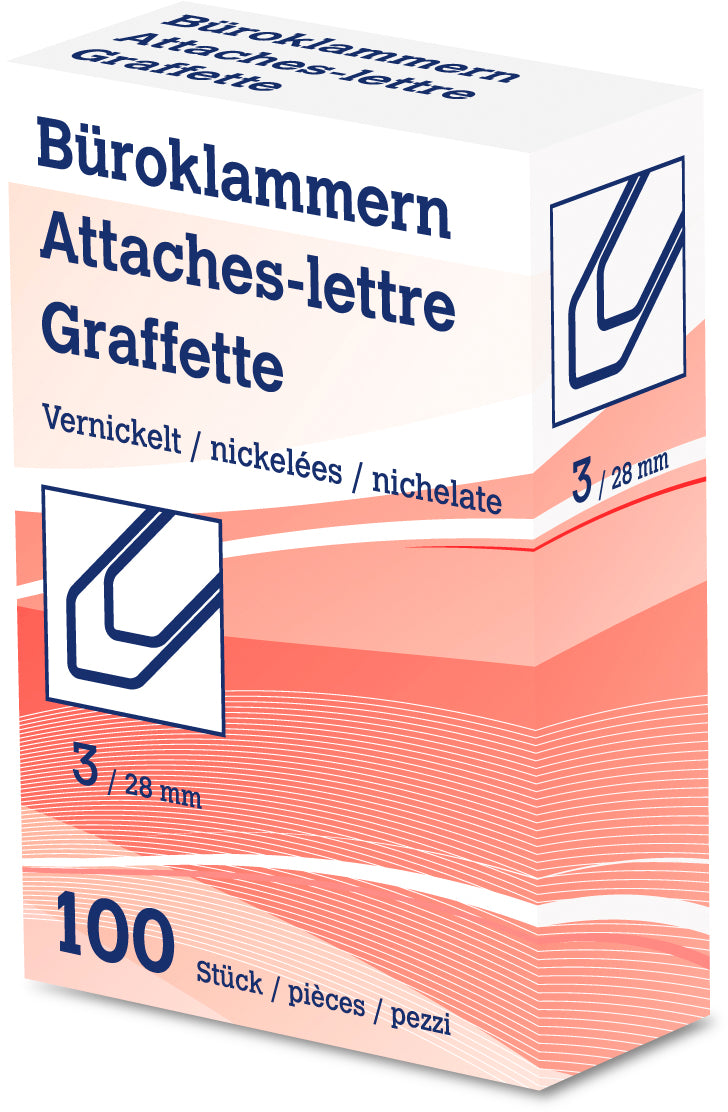 Neutral Büroklammern 28 mm – vernickelt