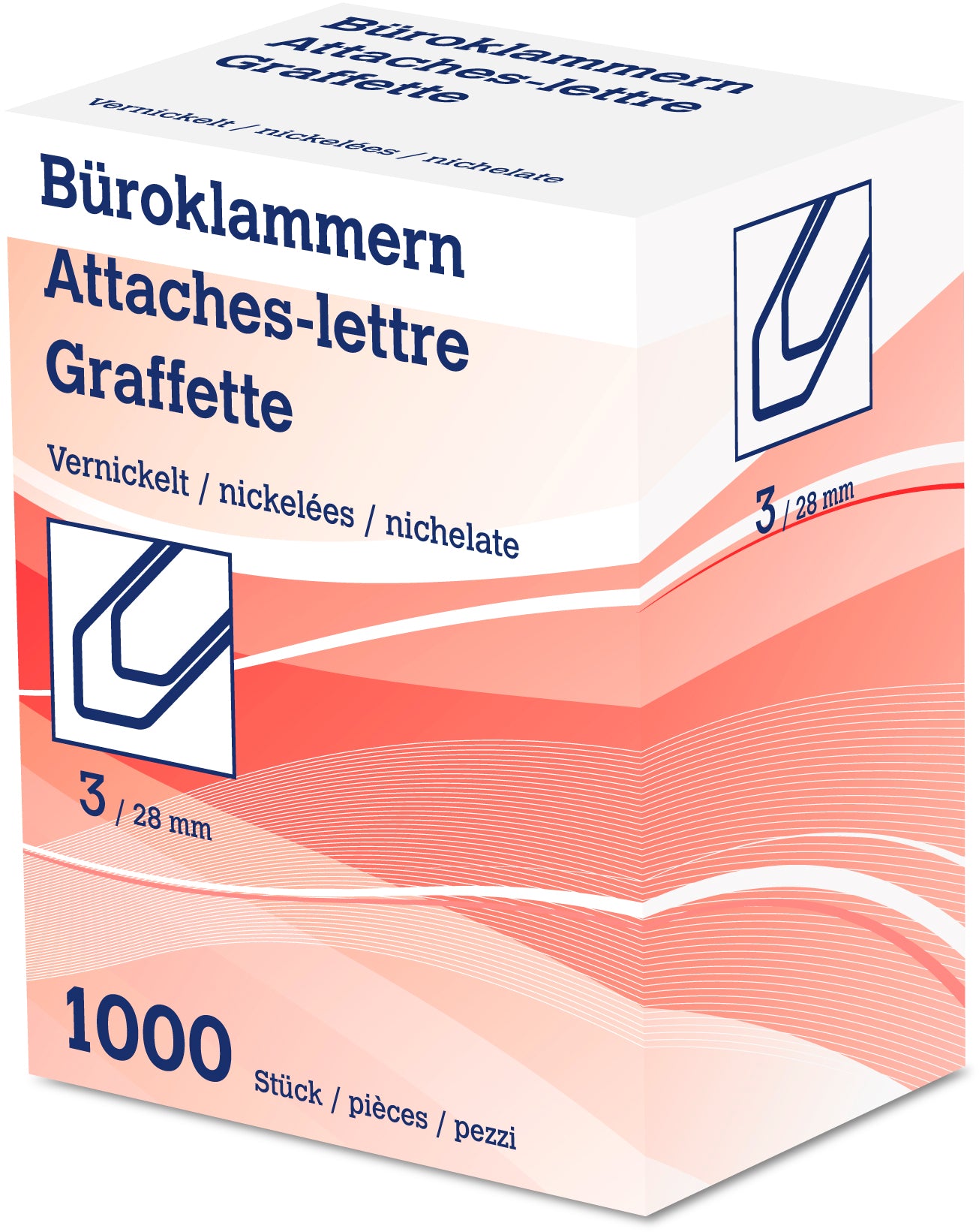 Neutral Büroklammern 28 mm – vernickelt – 1000 Stk.