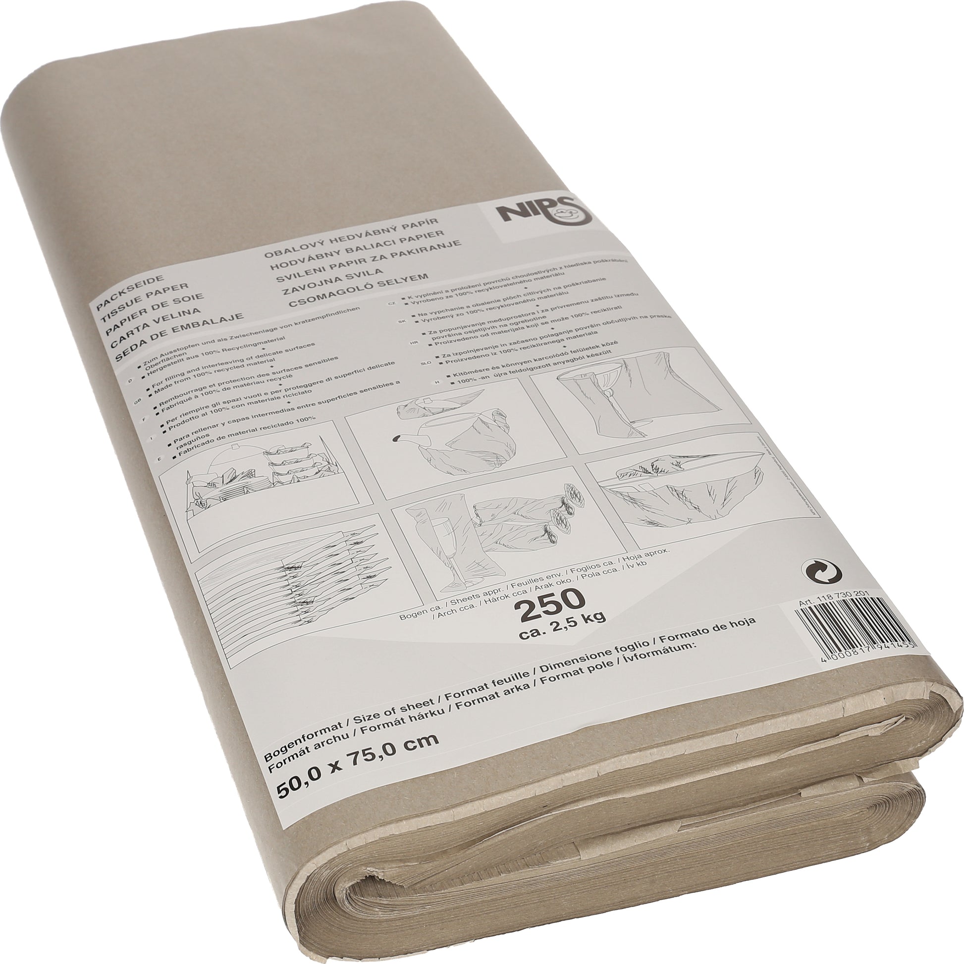 Neutral Seidenpapier – 28 g/m² – 21,5 × 50,5 cm – braun – seidenmatt