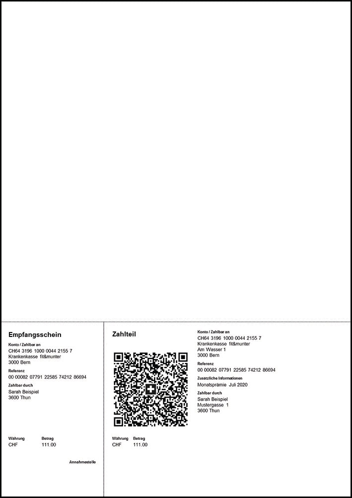 Neutral Einzahlungsschein QR – A4 – 80 g/m² – 1000 Blatt, perforiert