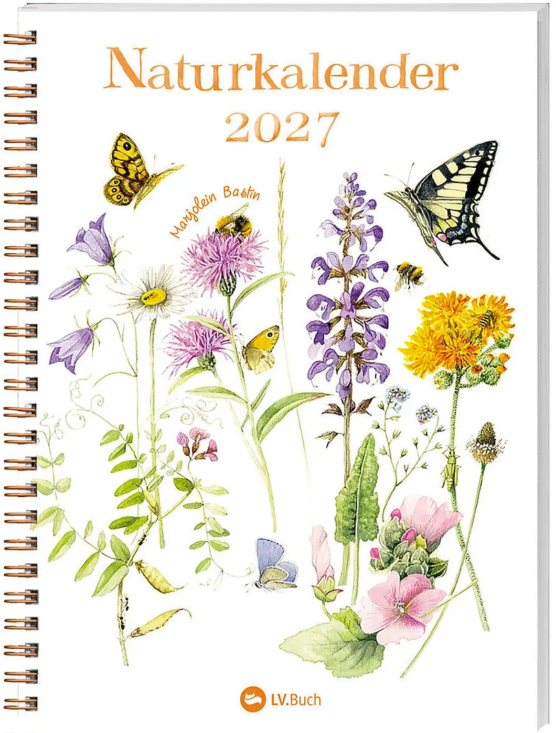 Neutral Bastin Naturagenda – Wochenplaner 2027, 1 Woche/1 Seite, 16,8 × 23,2 cm, Spiralbindung, Natur