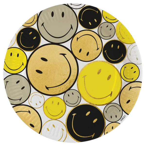 Neutral Teller, Papier, Rund – Ø 23 cm – Smiley – 8 Stk.