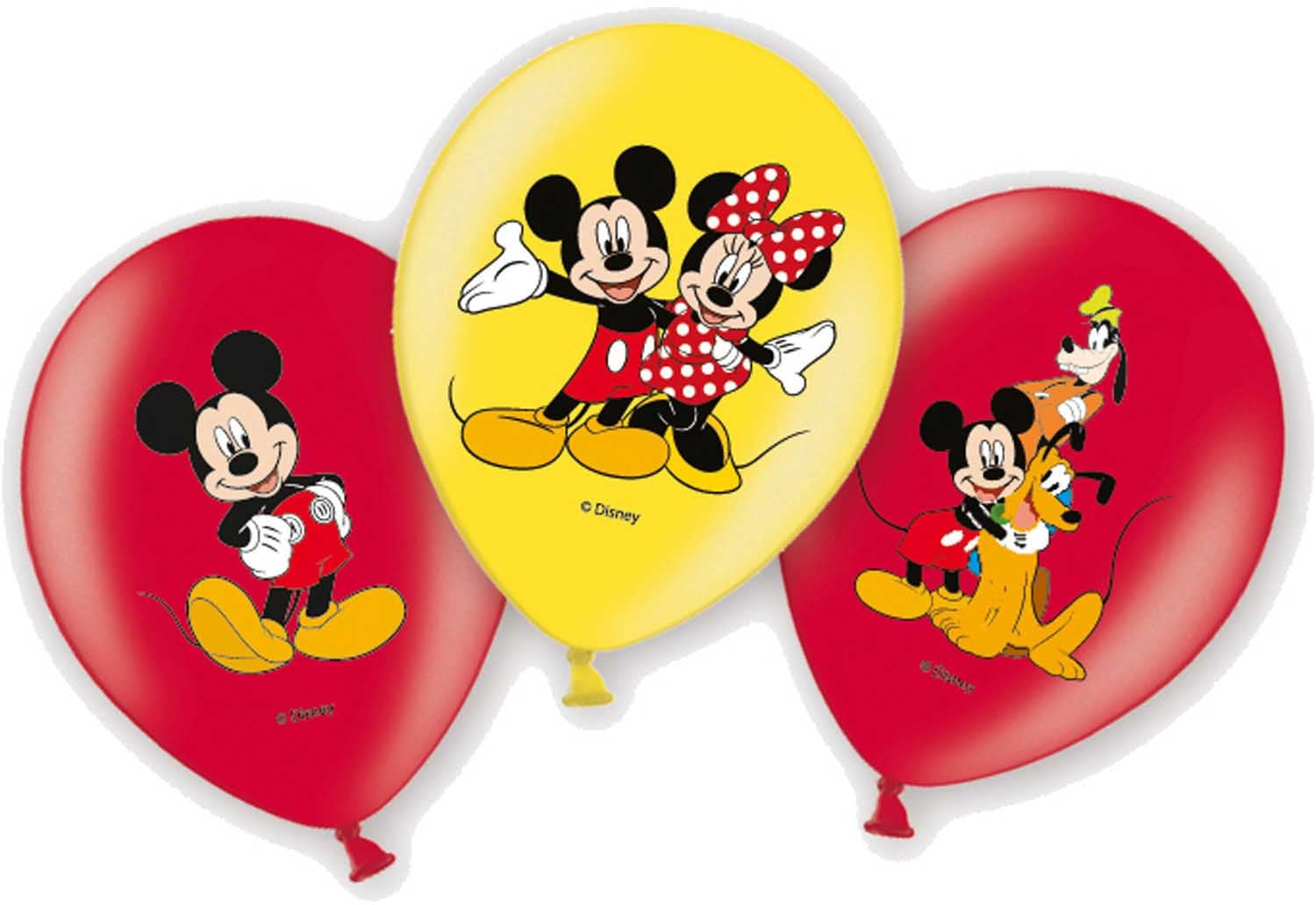 Neutral Micky Maus Luftballons – Gelb, Rot – Ø 27,5 cm – Latex – 6 Stk
