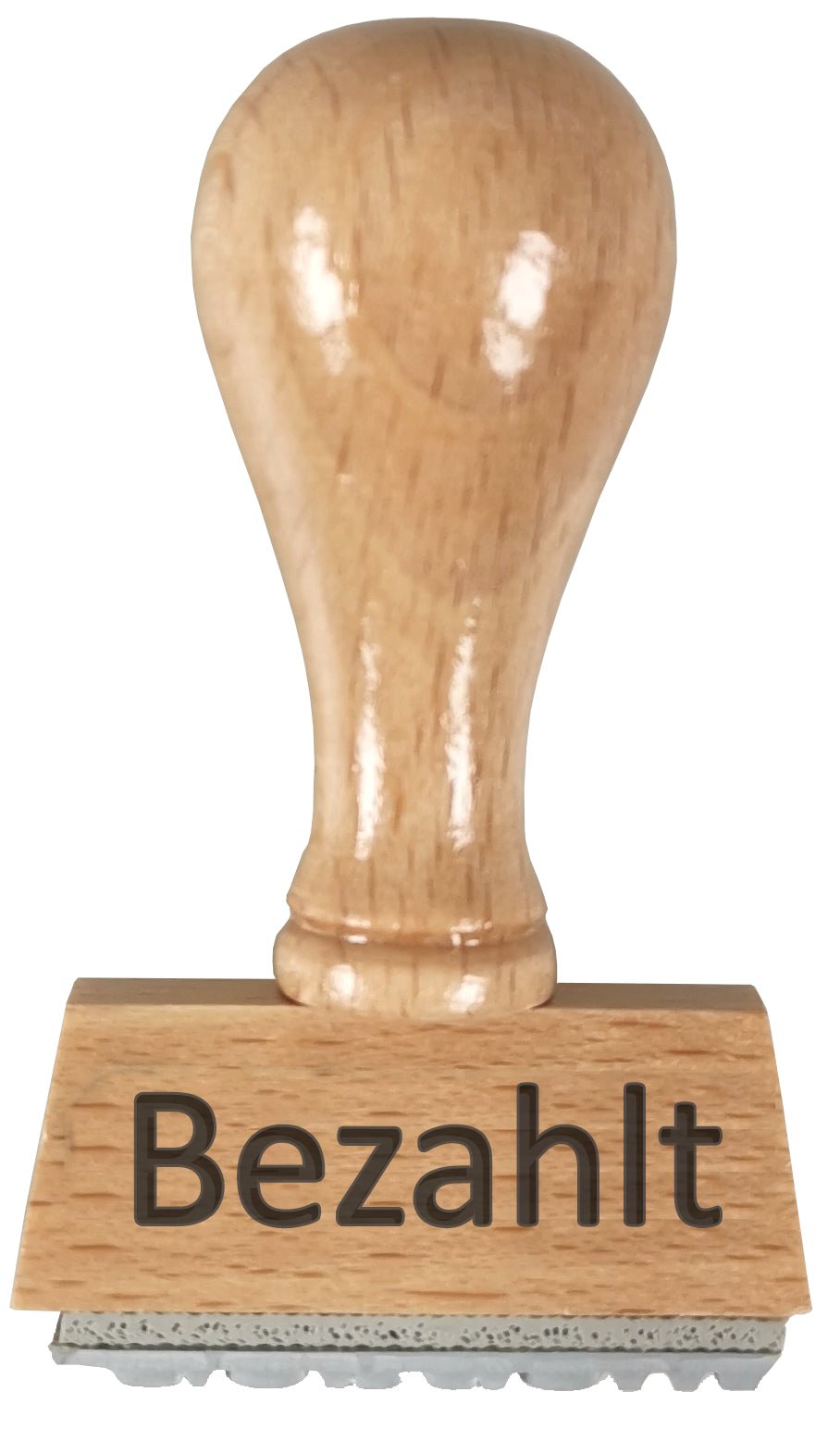 Neutral Motivstempel, Holz, Motiv Bezahlt, Abdruck 59 × 30 mm