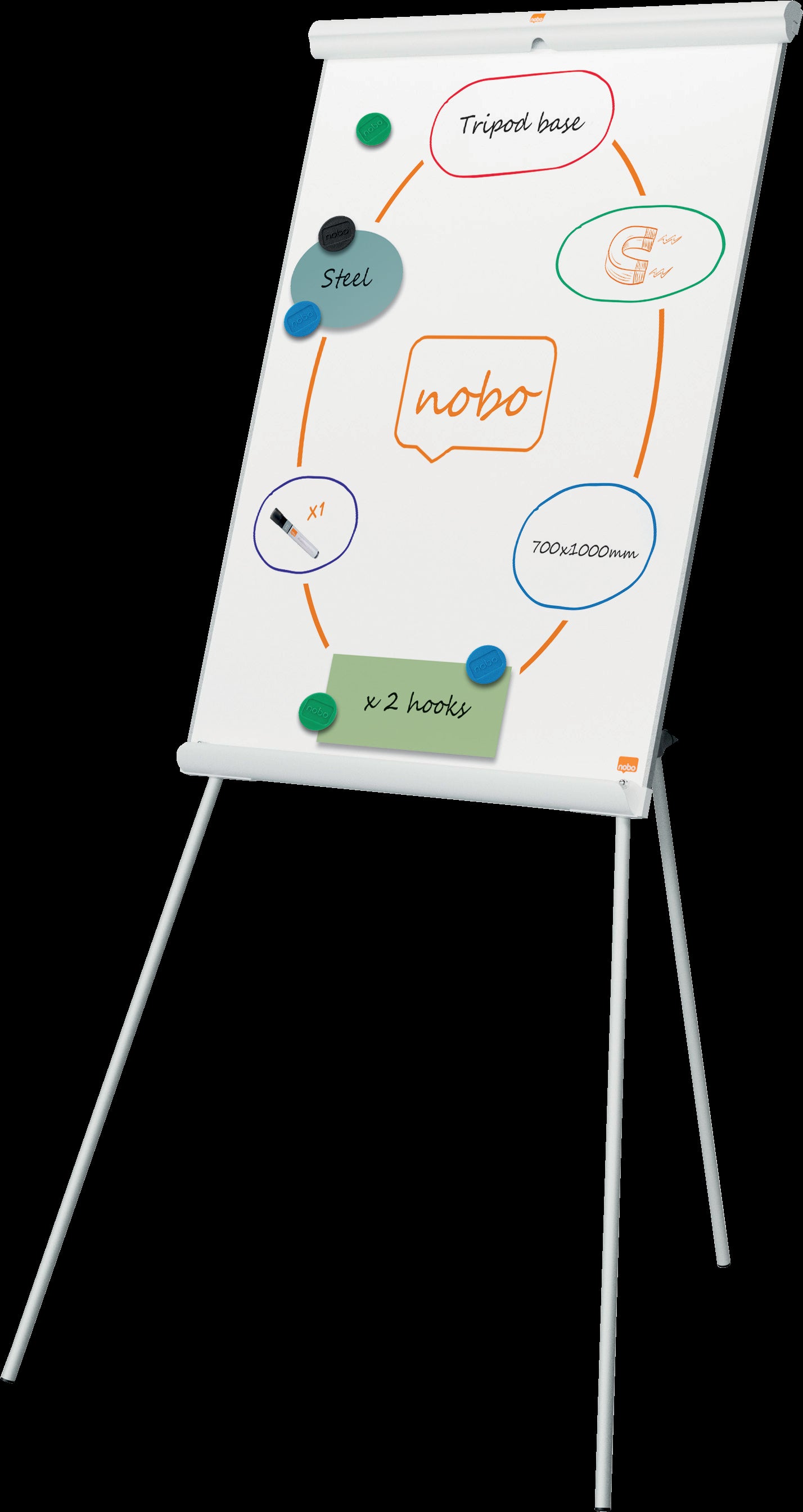 Nobo Premium Plus Flipchart Dreibein, magnetisch – 70 × 100 cm