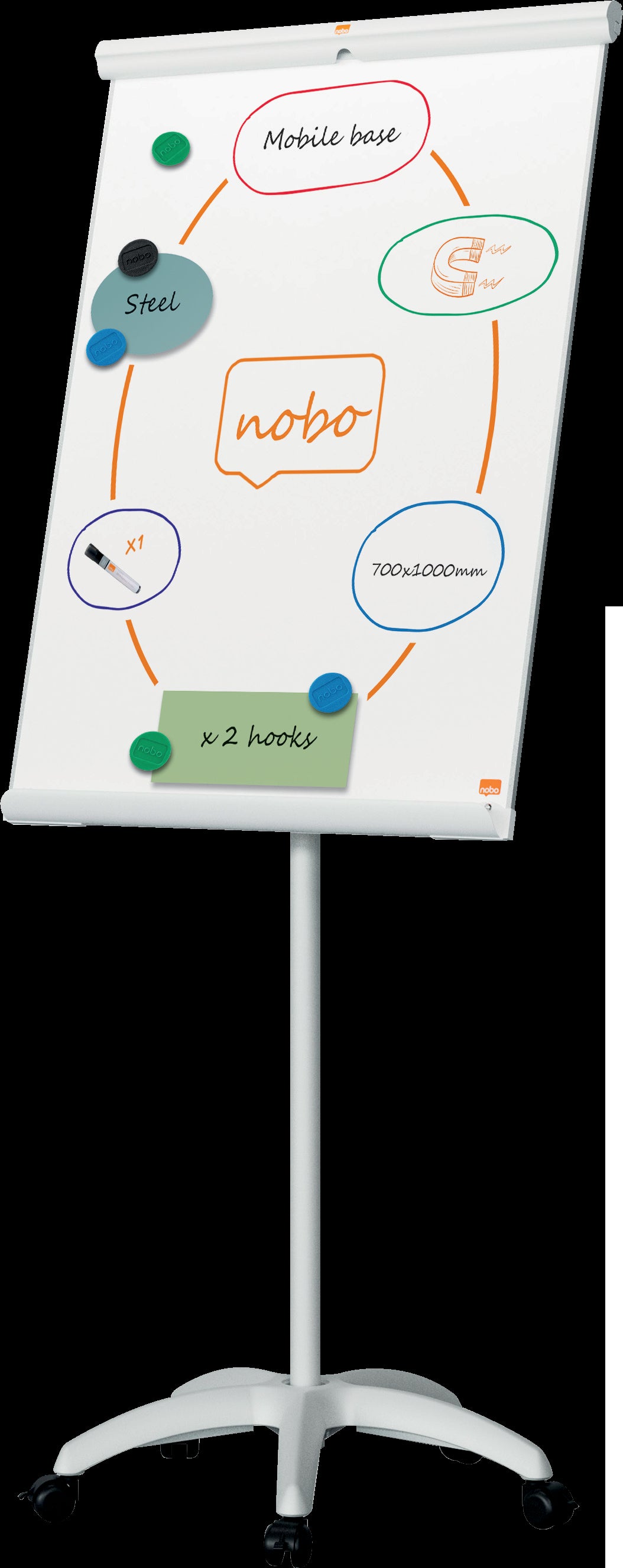 Nobo Premium Plus Mobiles Flipchart, Magnetisch – 70 × 100 cm