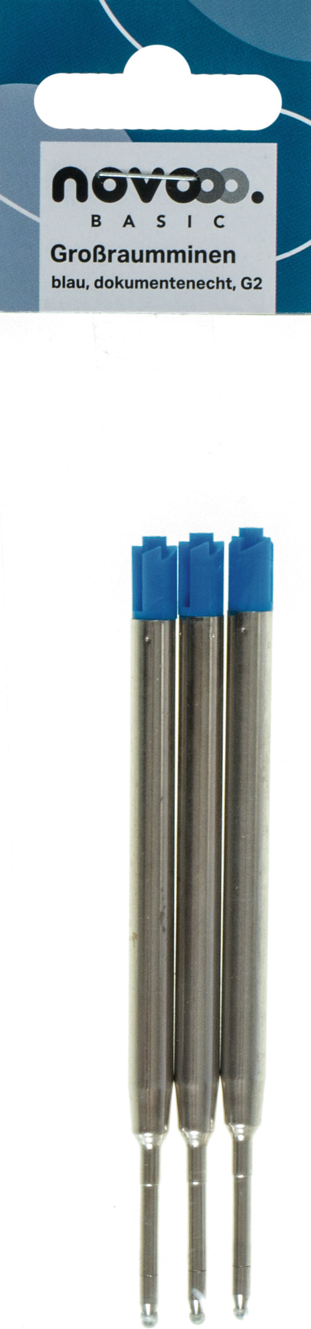 NOVOOO M 319000 Kugelschreiber-Mine – Blau, Mittel, Format G2, 3er-Pack, dokumentenecht